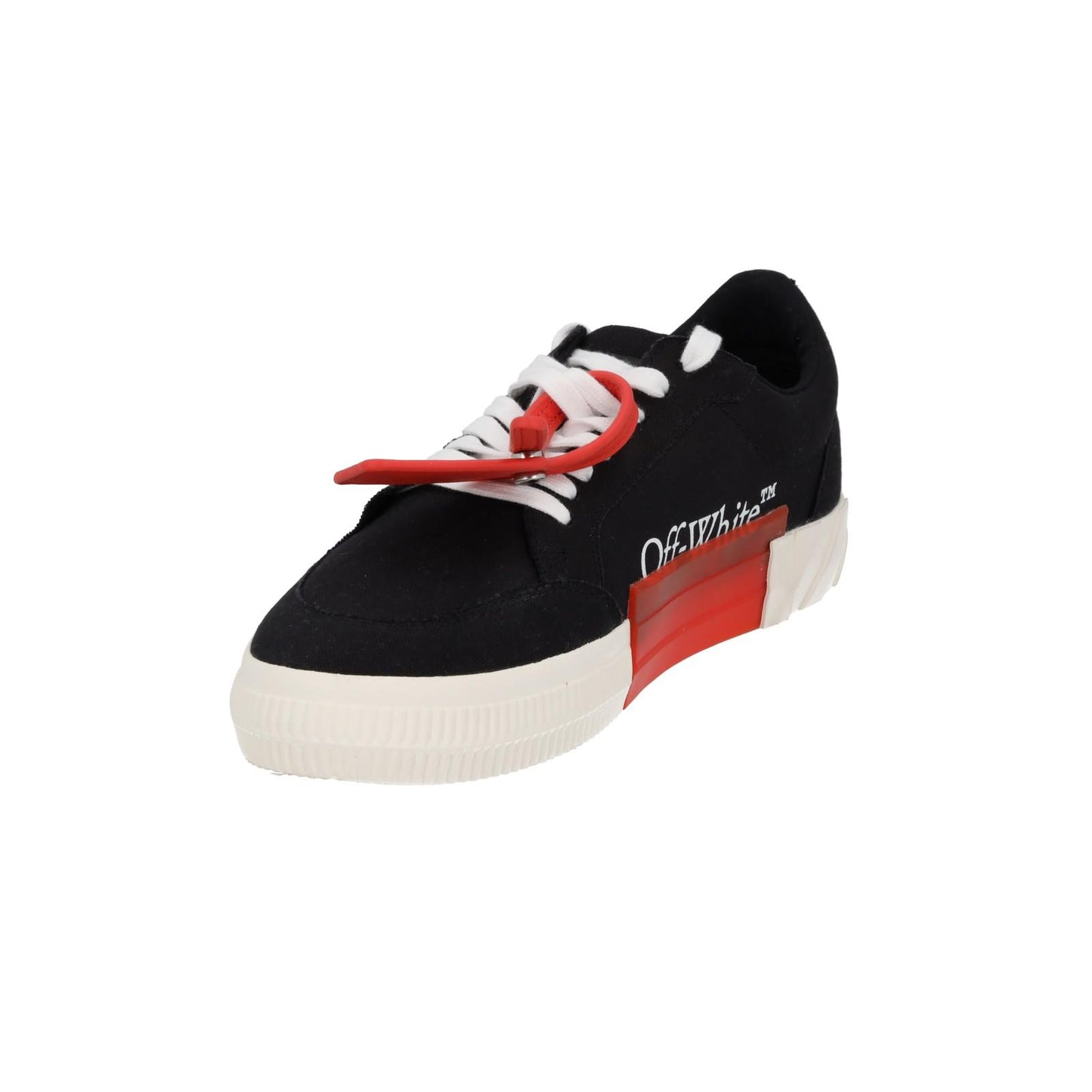 OFF WHITE Trainers Low Vulcanized Canvas Lace Up Black White EU43 UK9 NEW RRP305