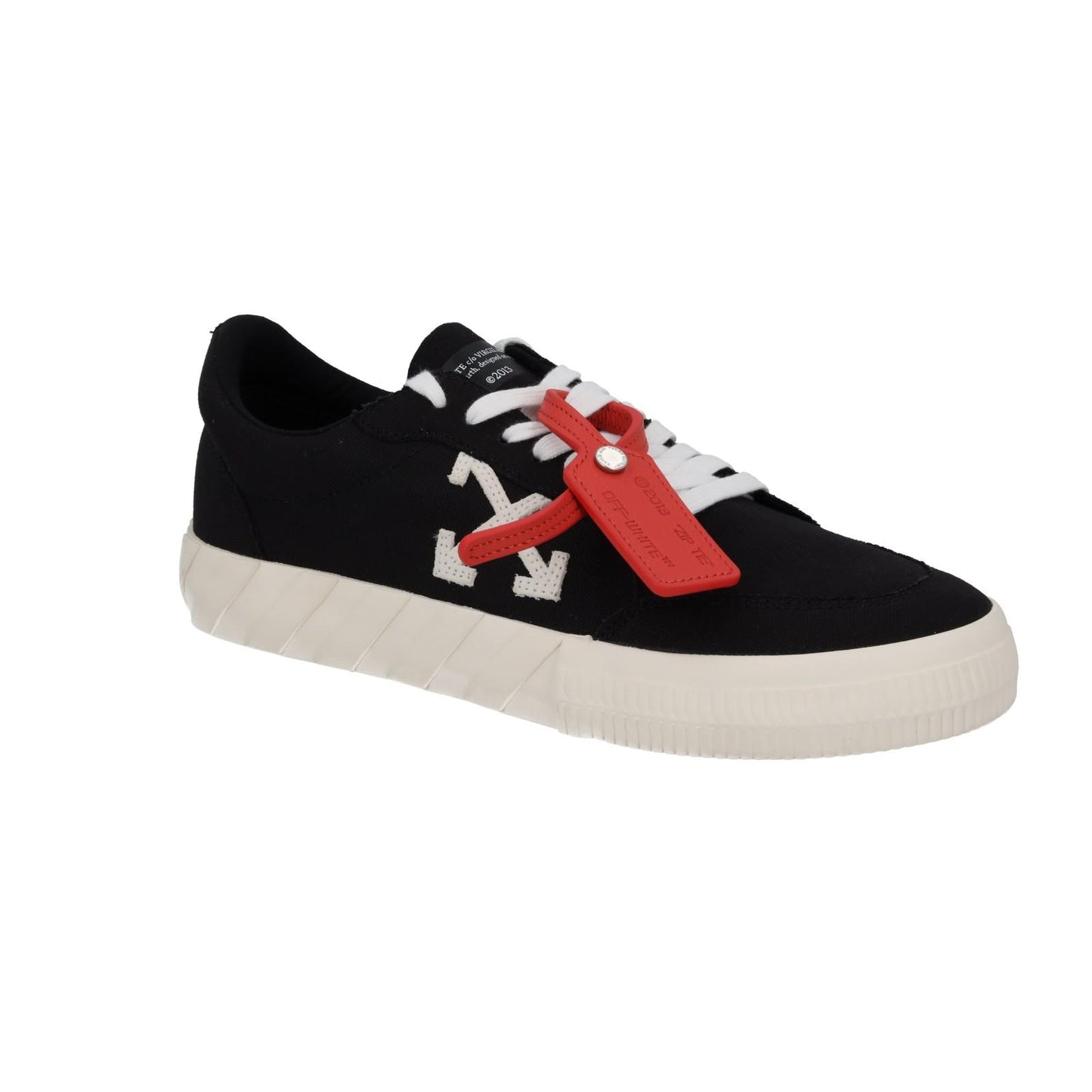 OFF WHITE Trainers Low Vulcanized Canvas Lace Up Black White EU42 UK8 NEW RRP305