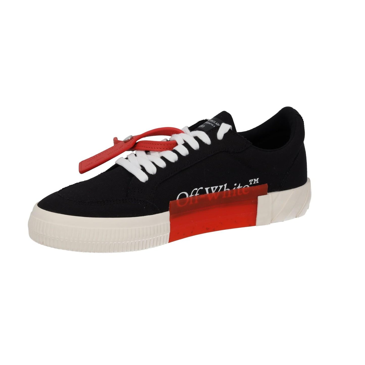 OFF WHITE Trainers Low Vulcanized Canvas Lace Up Black White EU42 UK8 NEW RRP305