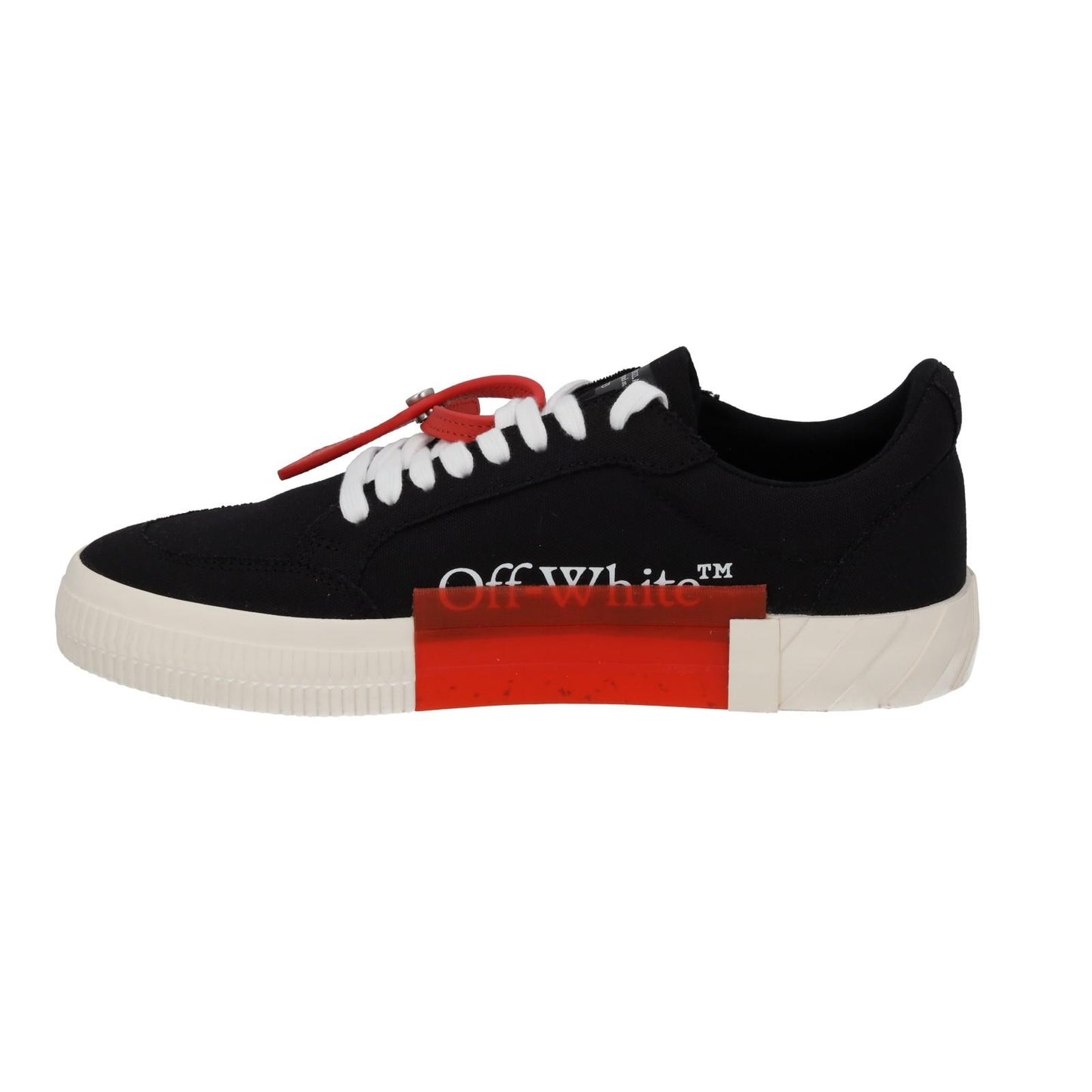 OFF WHITE Trainers Low Vulcanized Canvas Lace Up Black White EU42 UK8 NEW RRP305