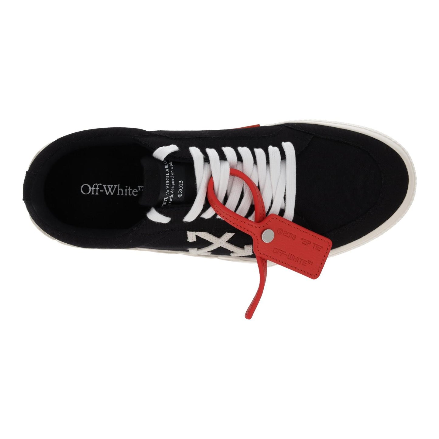 OFF WHITE Trainers Low Vulcanized Canvas Lace Up Black White EU42 UK8 NEW RRP305