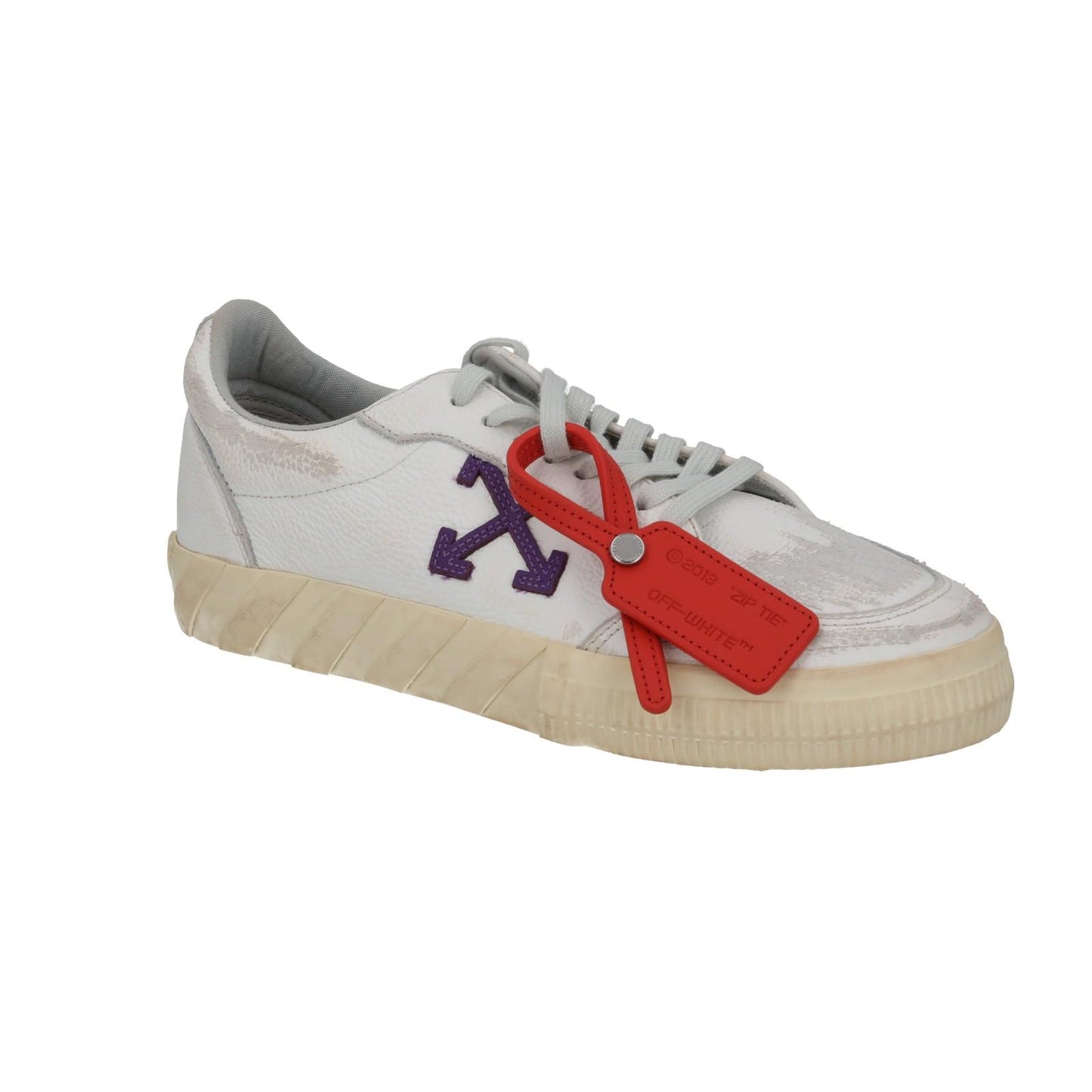 OFF WHITE Trainers Low Vulcanized Distressed White Leather EU41 UK8 NEW RRP440
