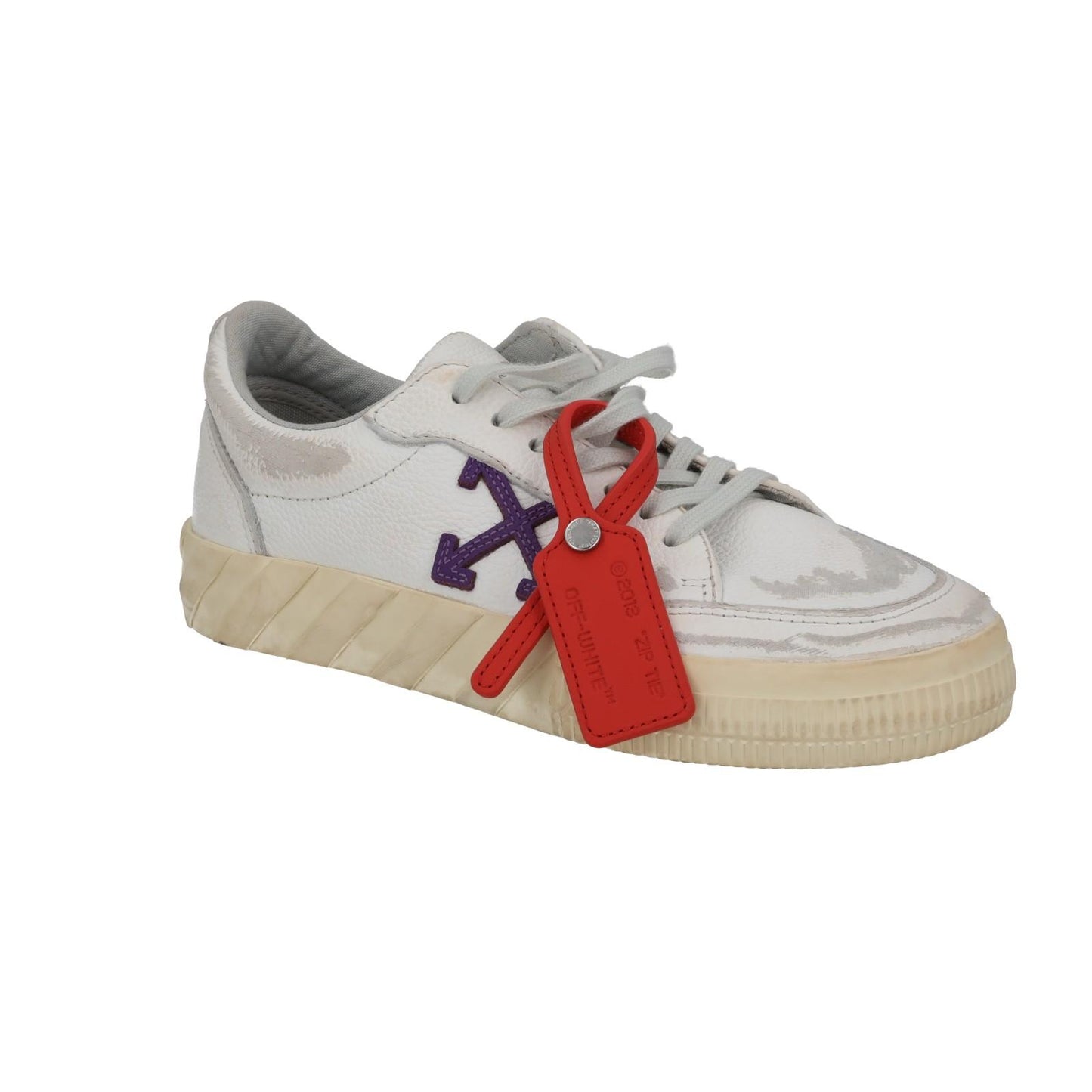 OFF WHITE Trainers Low Vulcanized Distressed White Leather EU38 UK5 NEW RRP440