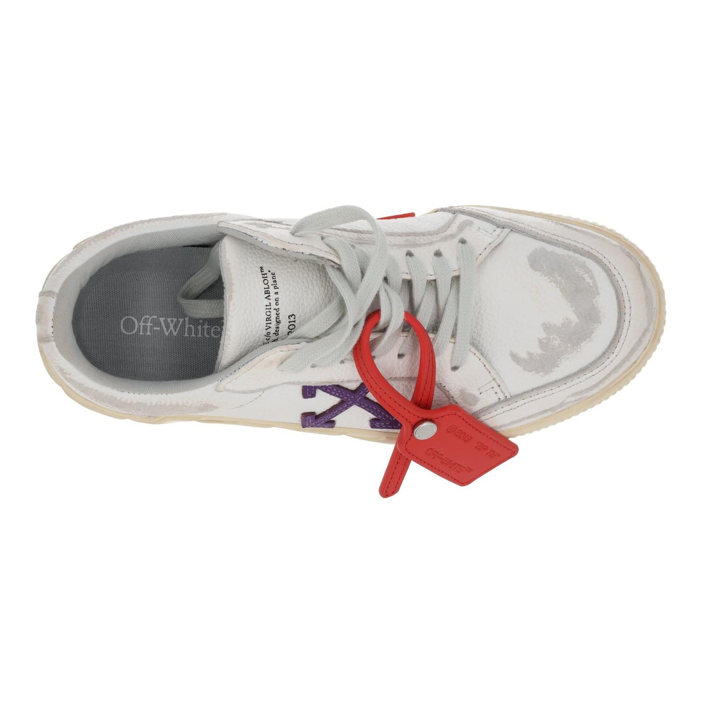 OFF WHITE Trainers Low Vulcanized Distressed White Leather EU38 UK5 NEW RRP440