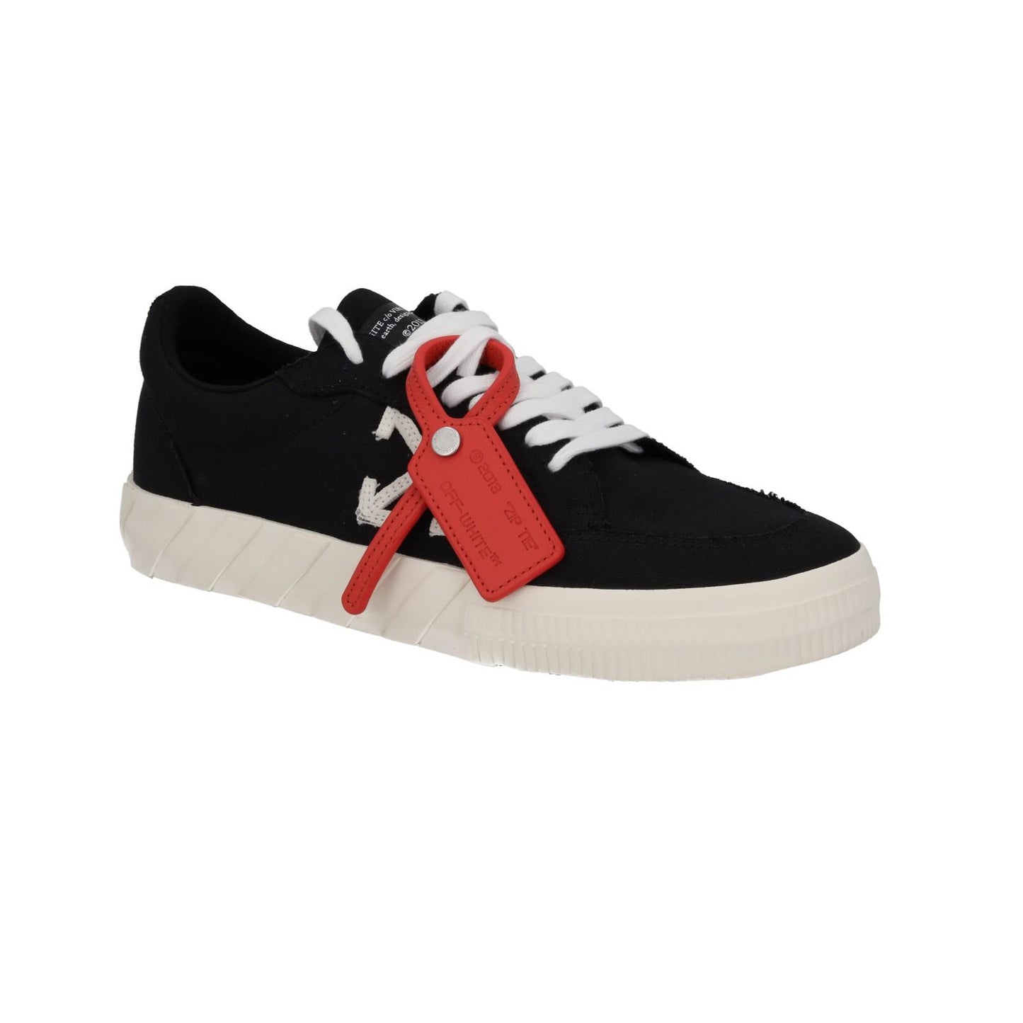 OFF WHITE Trainers Low Vulcanized Canvas Lace Up Black White UK8 NEW RRP305