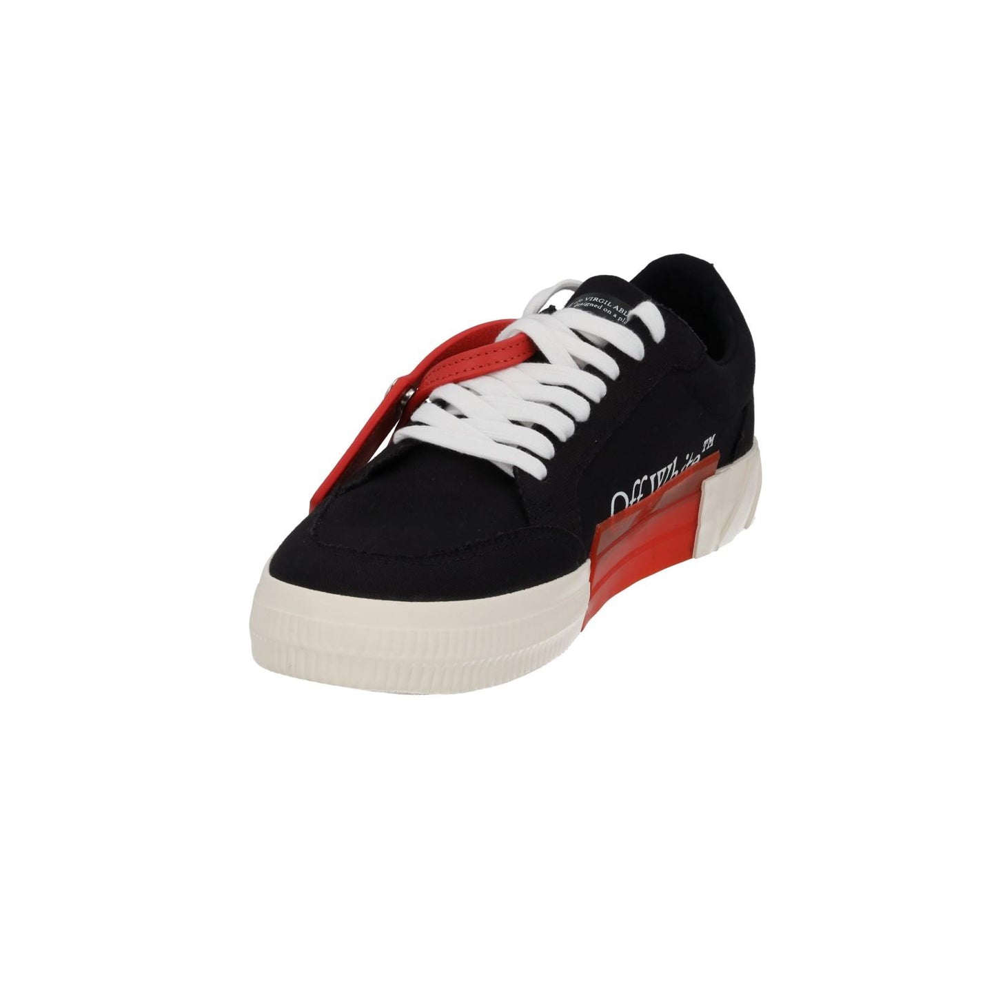 OFF WHITE Trainers Low Vulcanized Canvas Lace Up Black White UK8 NEW RRP305
