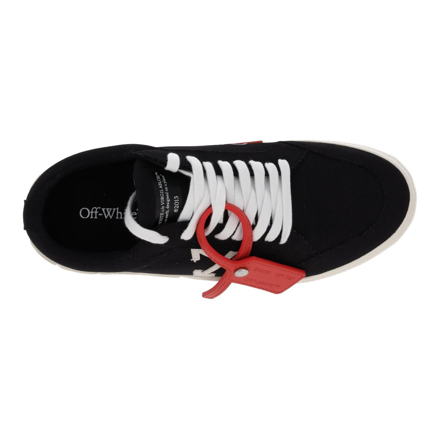 OFF WHITE Trainers Low Vulcanized Canvas Lace Up Black White UK8 NEW RRP305