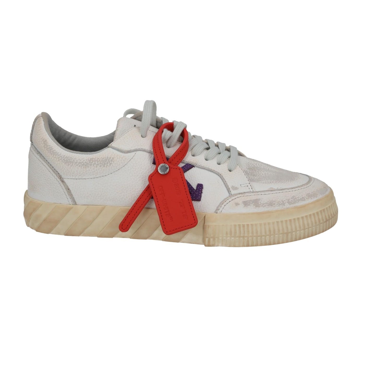OFF WHITE Trainers Low Vulcanized Distressed White Leather EU42 UK9 NEW RRP440