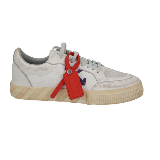 OFF WHITE Trainers Low Vulcanized Distressed White Leather EU42 UK9 NEW RRP440