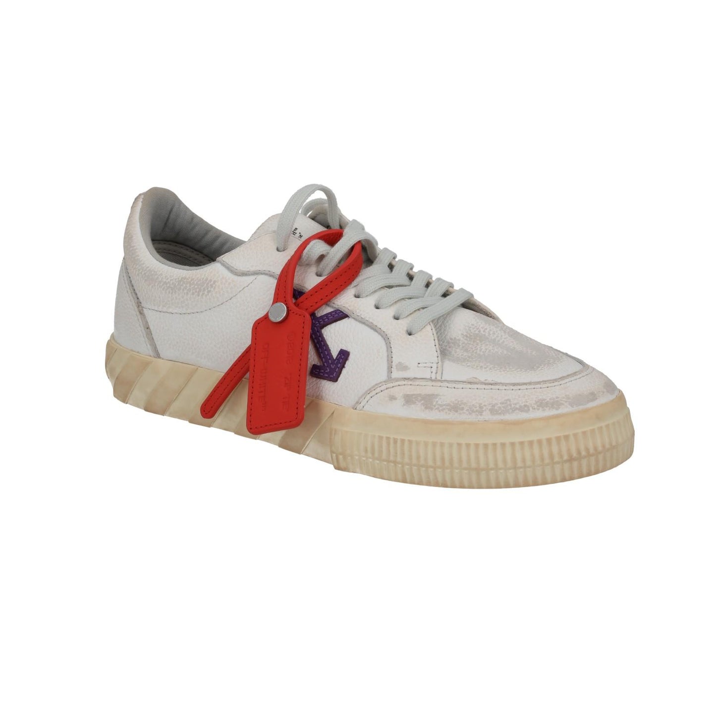 OFF WHITE Trainers Low Vulcanized Distressed White Leather EU42 UK9 NEW RRP440