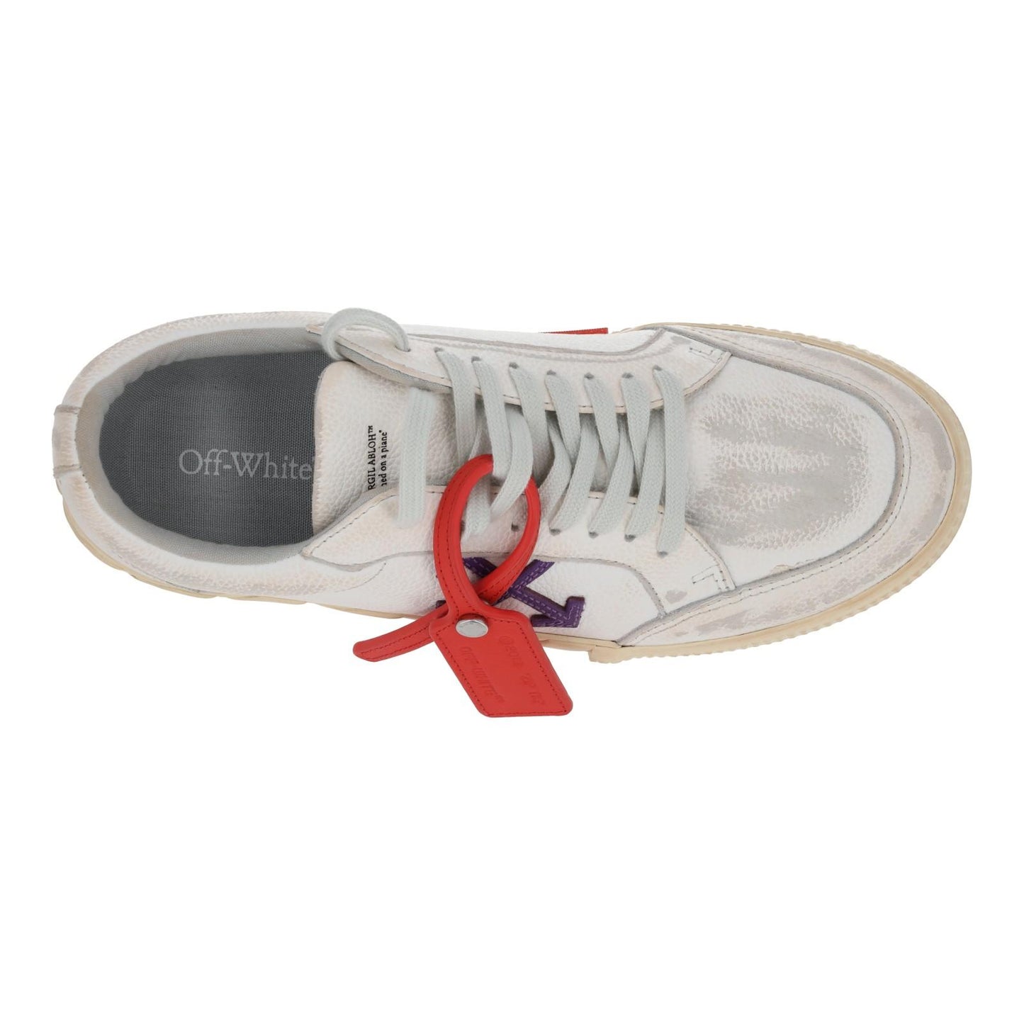 OFF WHITE Trainers Low Vulcanized Distressed White Leather EU42 UK9 NEW RRP440