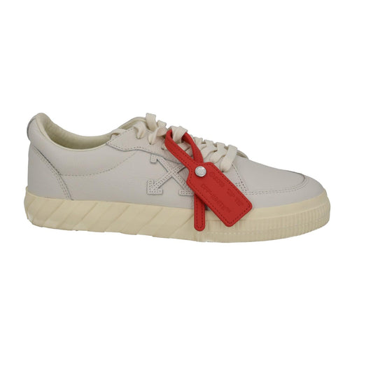 OFF WHITE Trainers Low Vulcanized Lace Up Sneakers Ecru White UK8 NEW RRP410