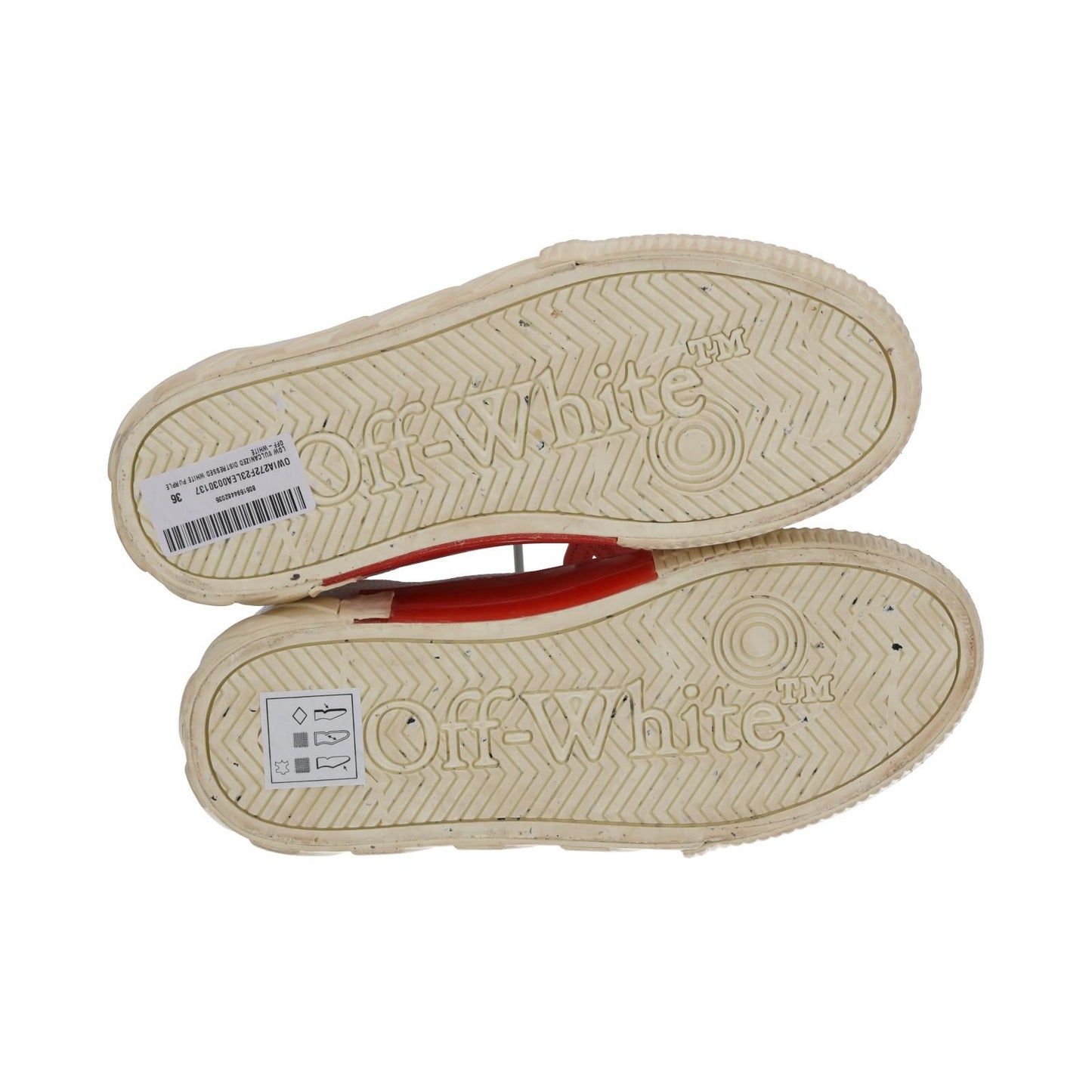 OFF WHITE Trainers Low Vulcanized Distressed White Leather EU36 UK3 NEW RRP440
