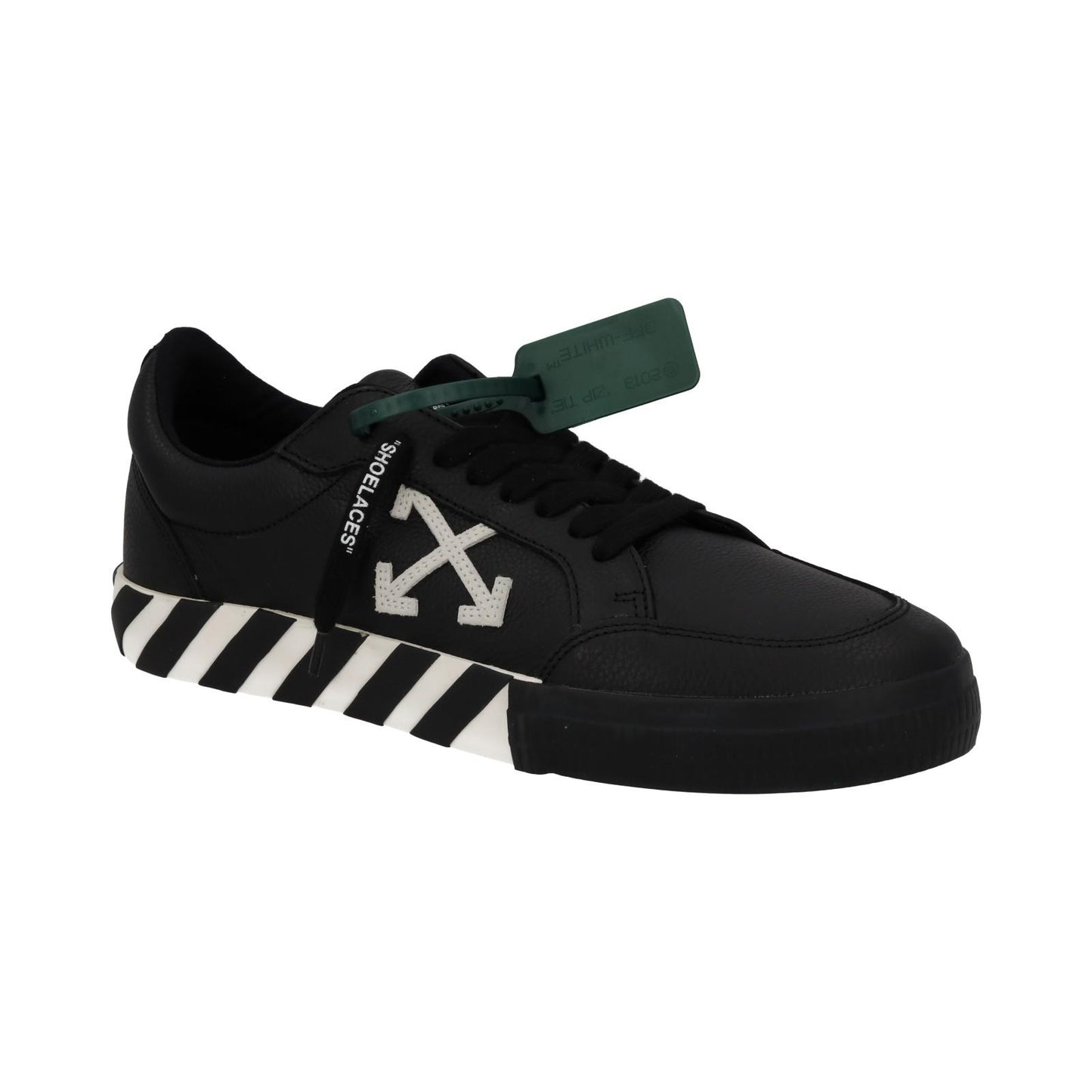 OFF WHITE Trainers Low Vulcanized Lace Black White Leather IT44 UK10 NEW RRP365