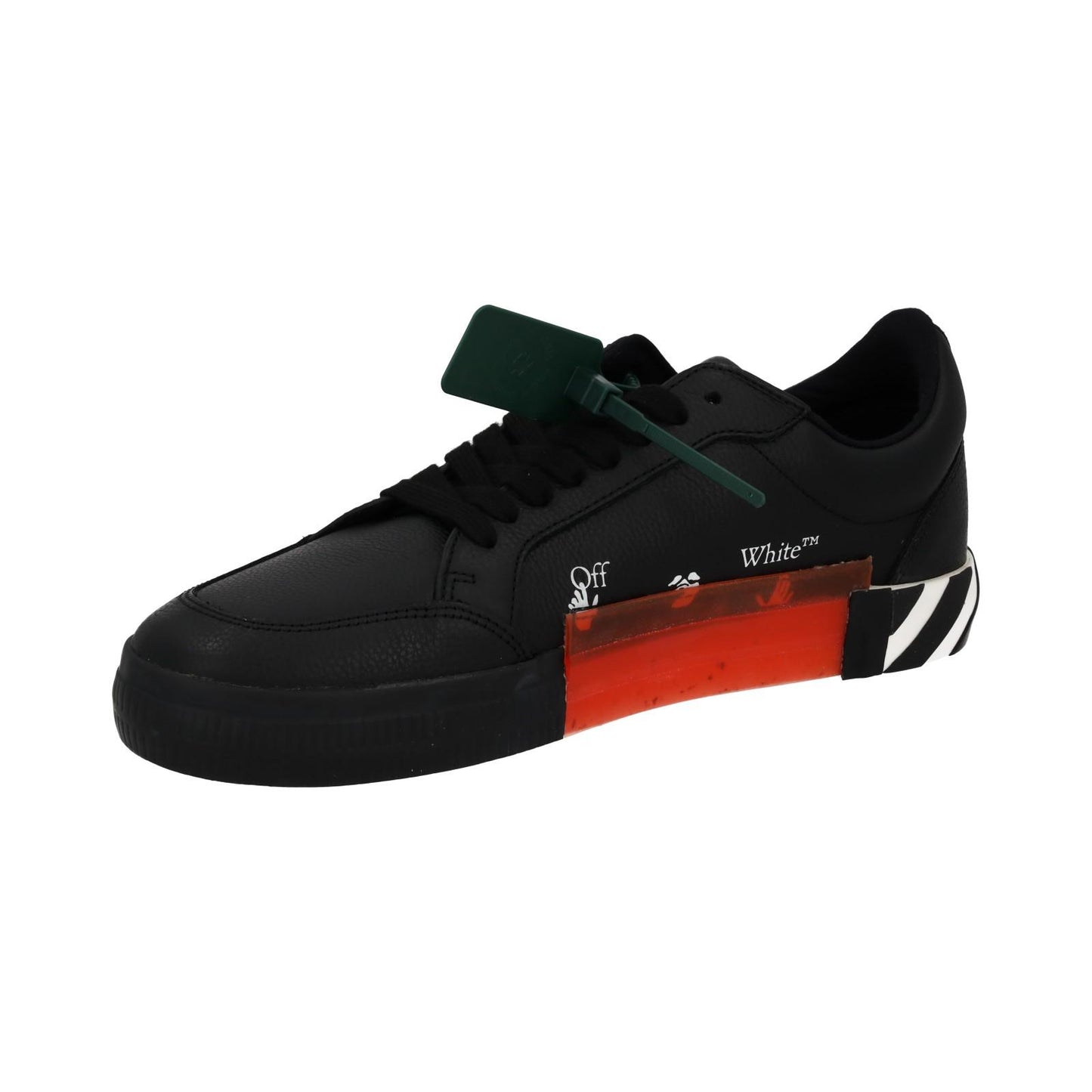 OFF WHITE Trainers Low Vulcanized Lace Black White Leather IT44 UK10 NEW RRP365