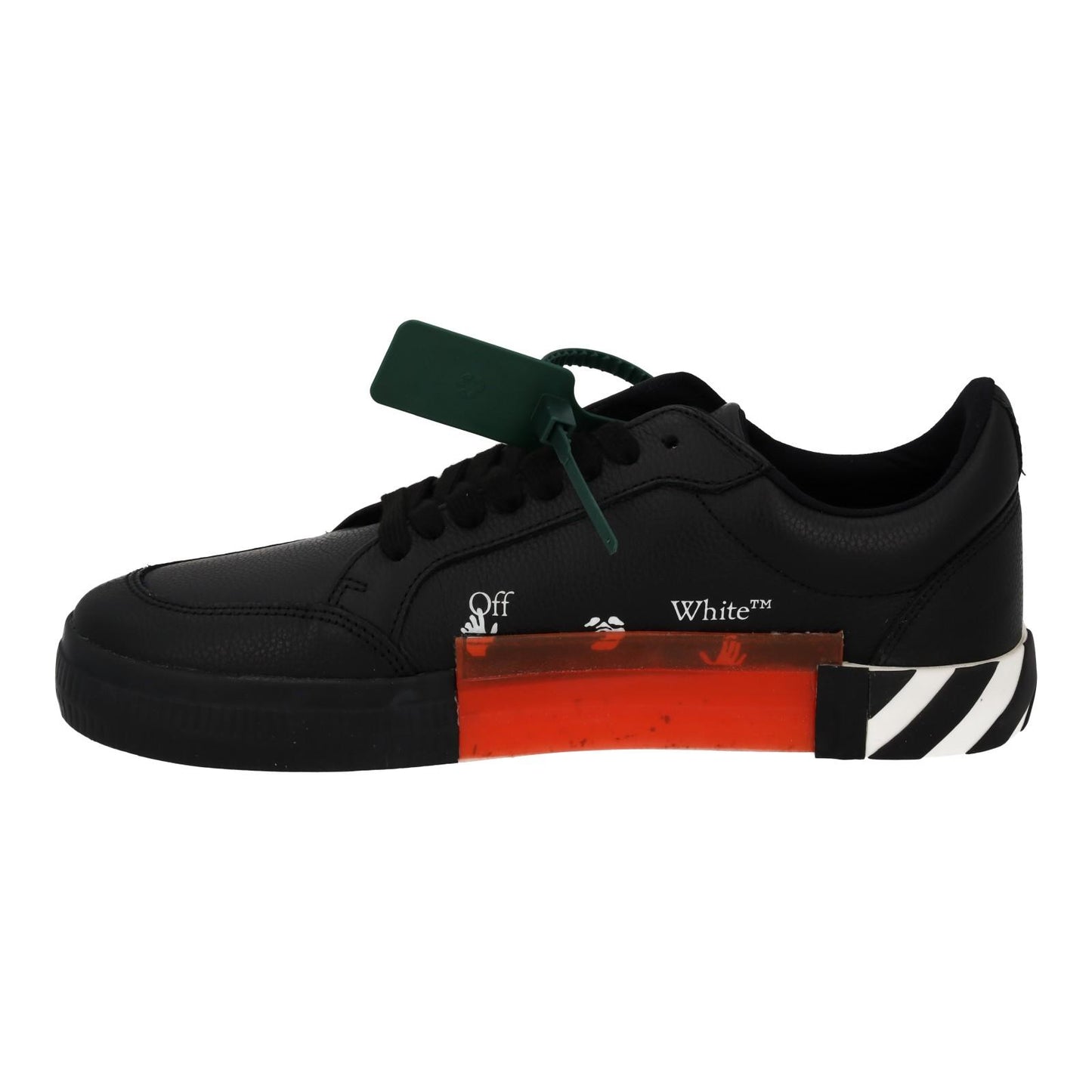 OFF WHITE Trainers Low Vulcanized Lace Black White Leather IT44 UK10 NEW RRP365