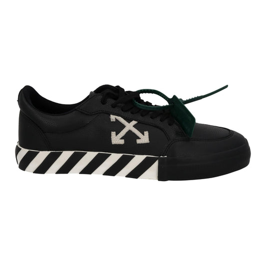 OFF WHITE Trainers Low Vulcanized Lace Up Black White Leather UK10 NEW RRP365