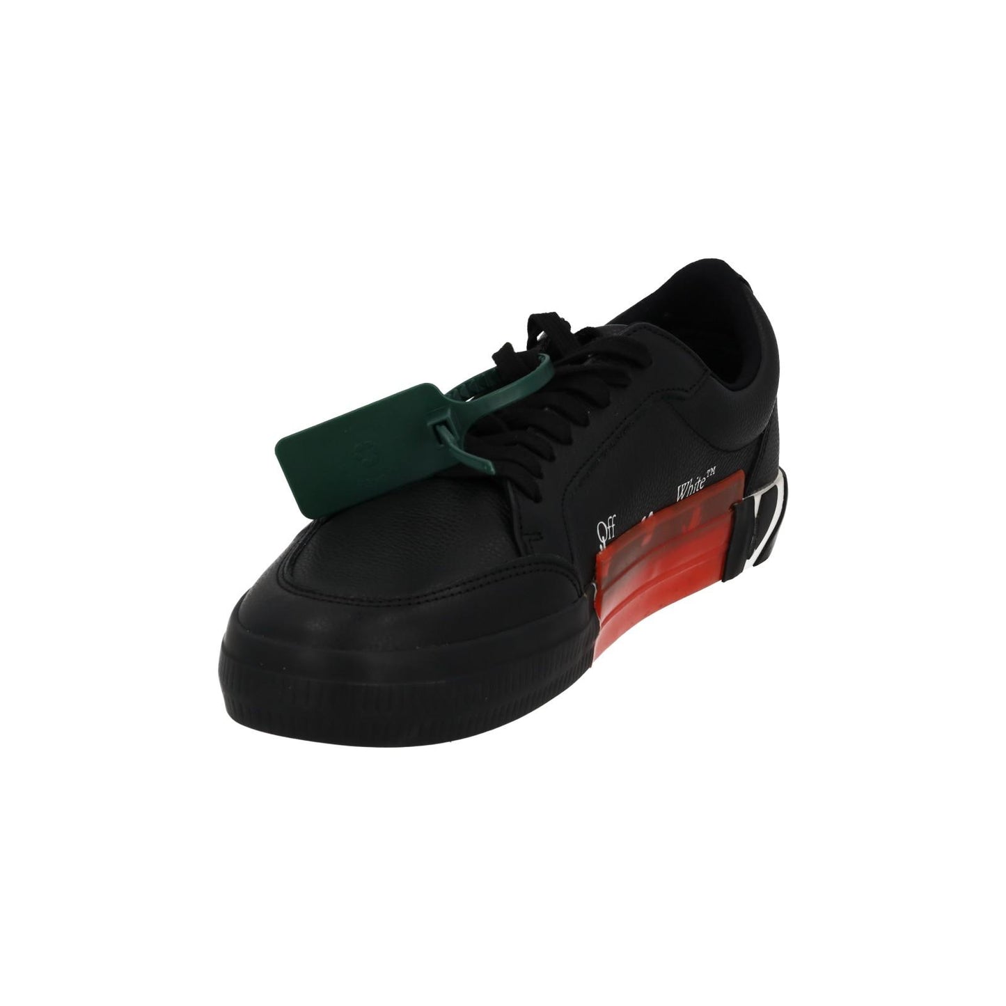 OFF WHITE Trainers Low Vulcanized Lace Up Black White Leather UK10 NEW RRP365