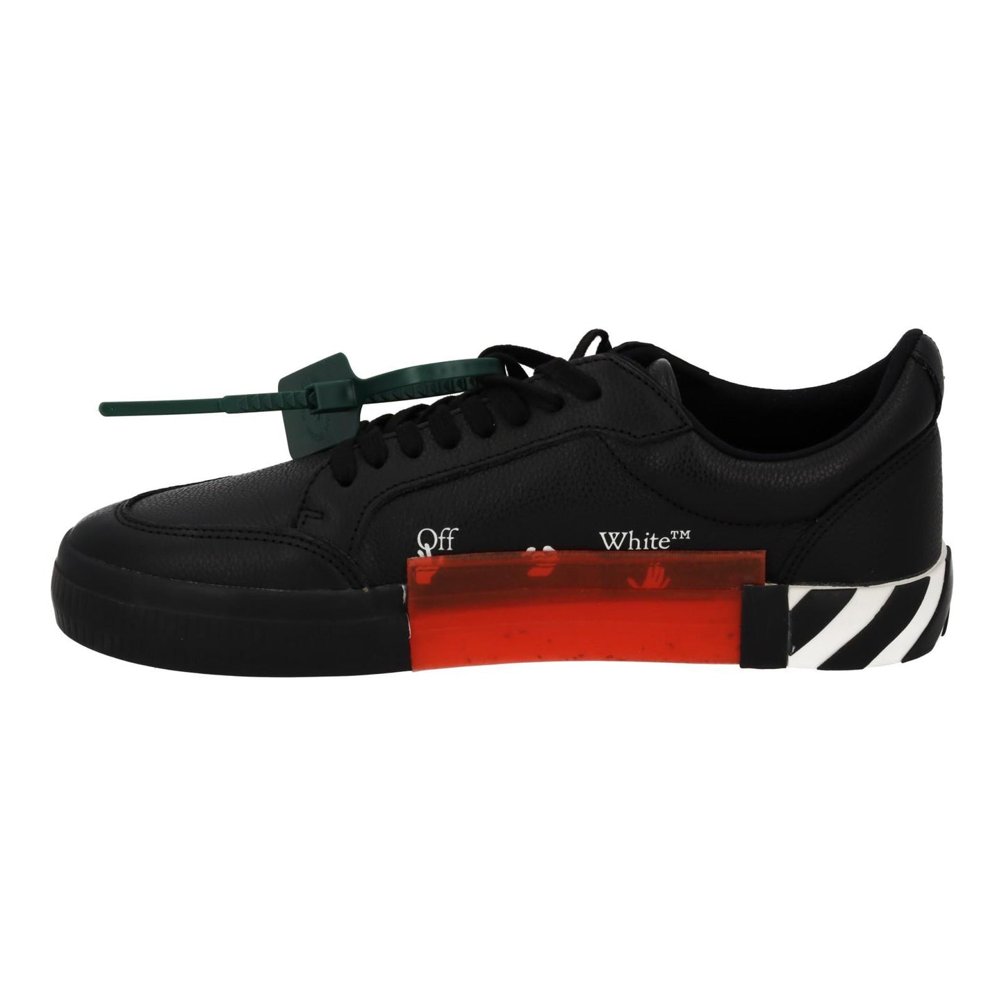 OFF WHITE Trainers Low Vulcanized Lace Up Black White Leather UK10 NEW RRP365
