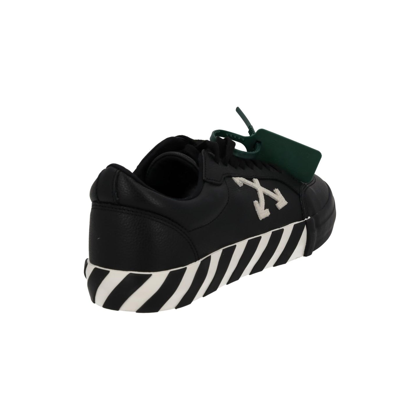 OFF WHITE Trainers Low Vulcanized Lace Up Black White Leather UK10 NEW RRP365