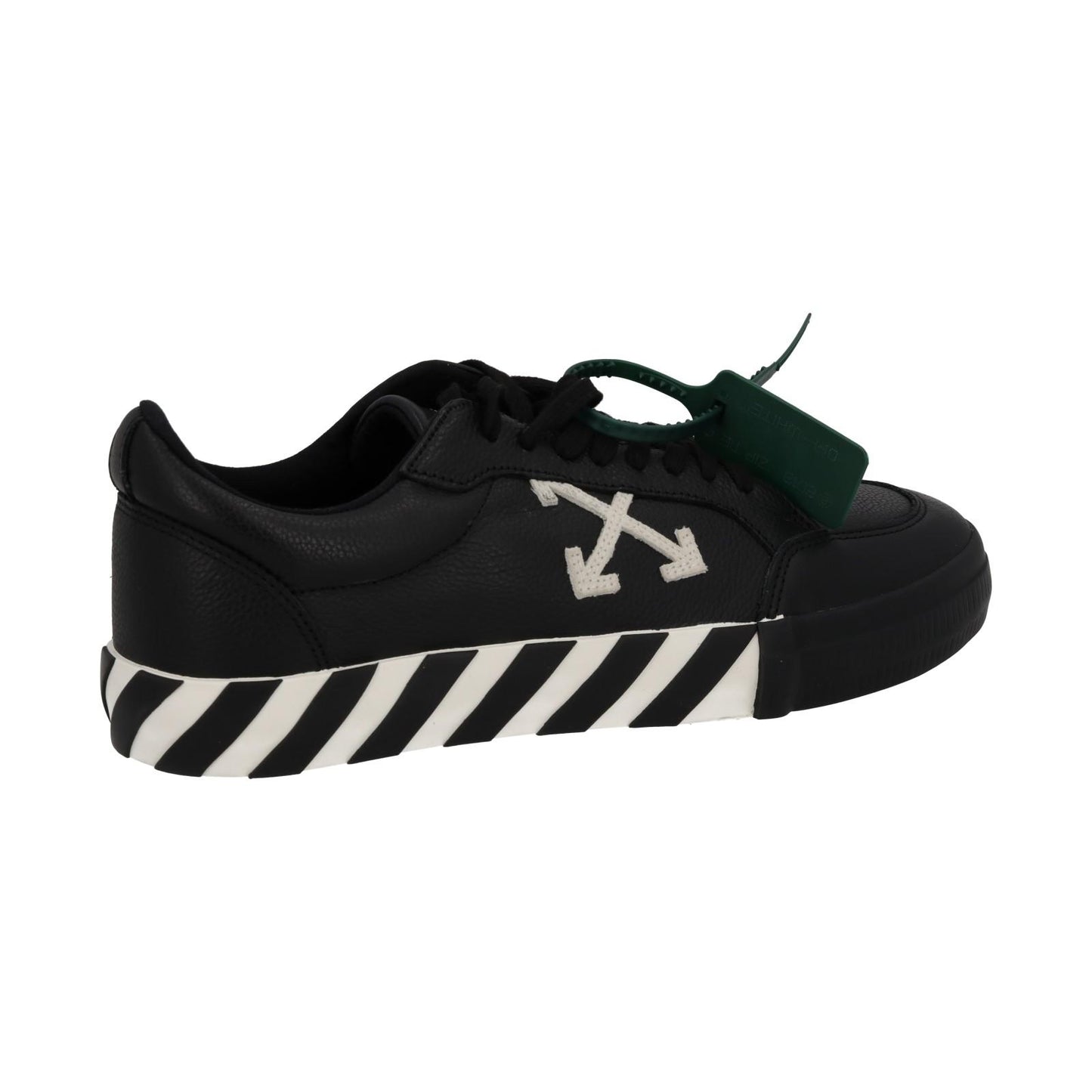 OFF WHITE Trainers Low Vulcanized Lace Up Black White Leather UK10 NEW RRP365