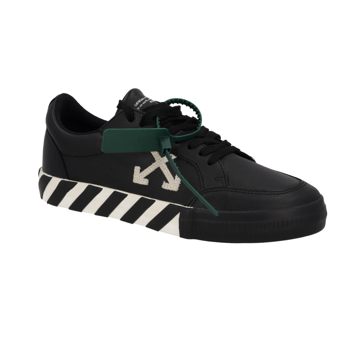 OFF WHITE Trainers Low Vulcanized Lace Black White Leather IT42 UK8 NEW RRP365