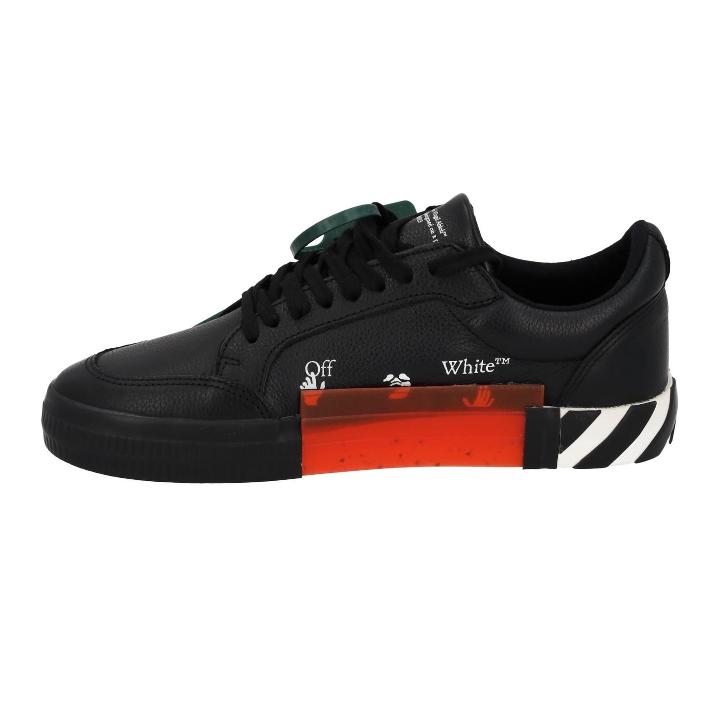 OFF WHITE Trainers Low Vulcanized Lace Black White Leather IT42 UK8 NEW RRP365