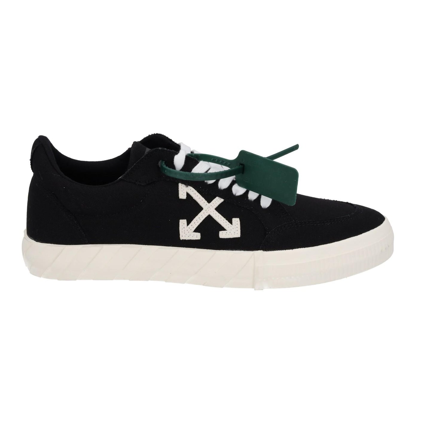 OFF WHITE Trainers Low Vulcanized Canvas Lace Up Black White UK9 NEW RRP305