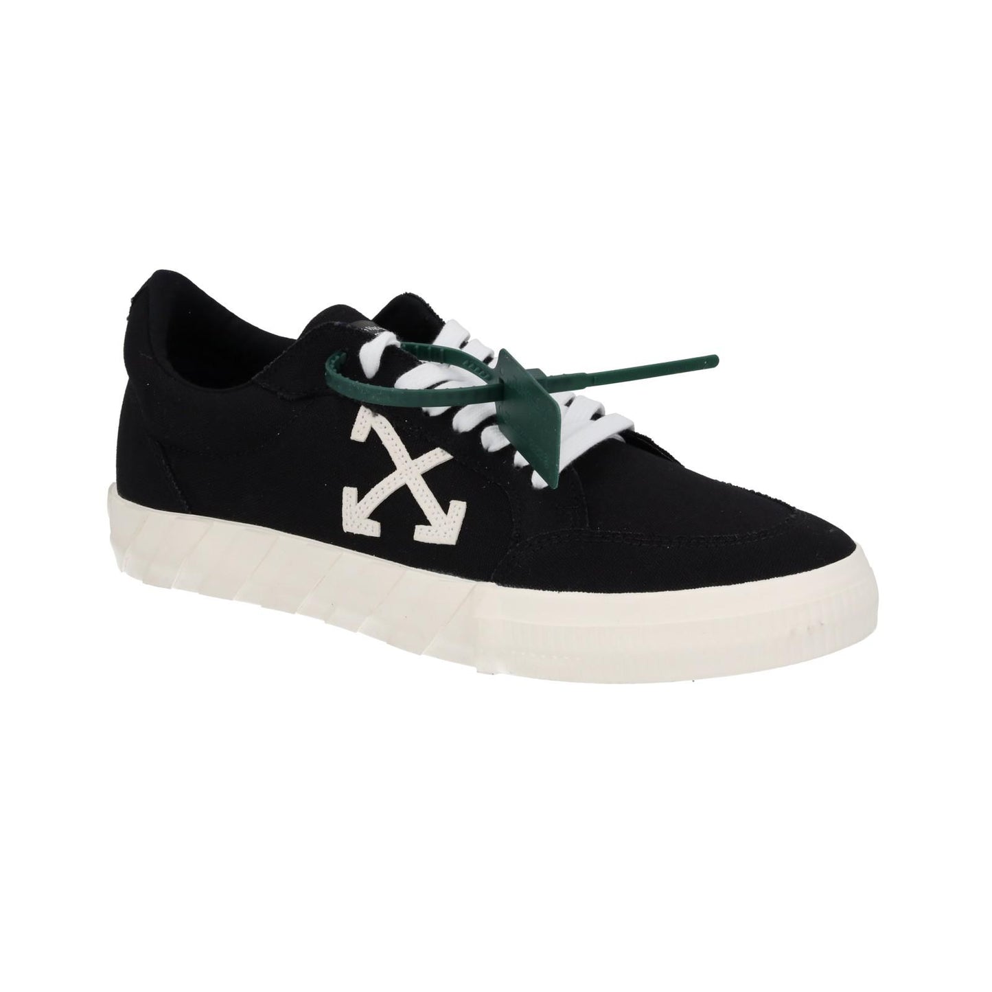 OFF WHITE Trainers Low Vulcanized Canvas Lace Up Black White UK9 NEW RRP305