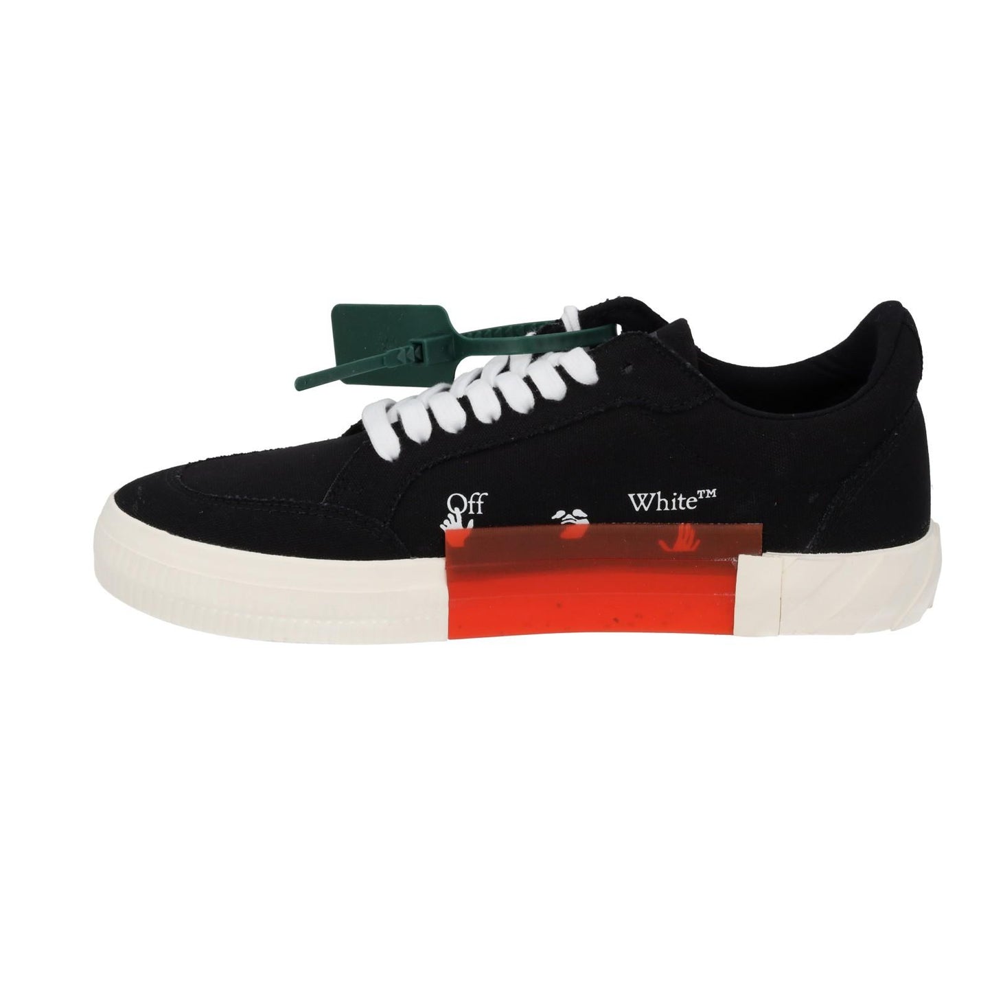 OFF WHITE Trainers Low Vulcanized Canvas Lace Up Black White UK9 NEW RRP305