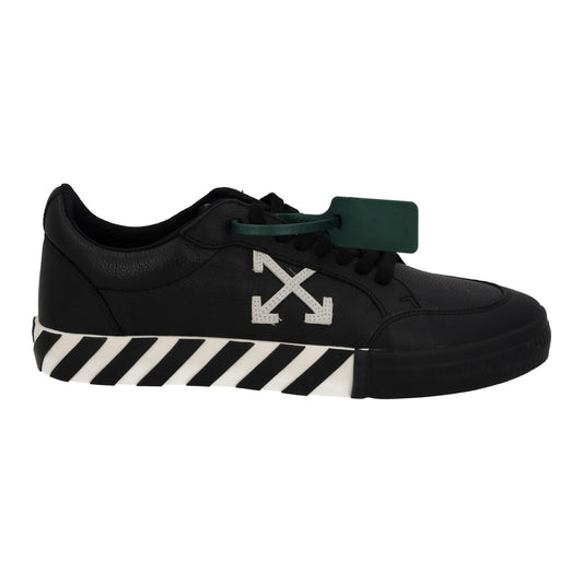 OFF-WHITE Trainers Low Vulcanized Leather Lace Up Black White UK12 NEW RRP365