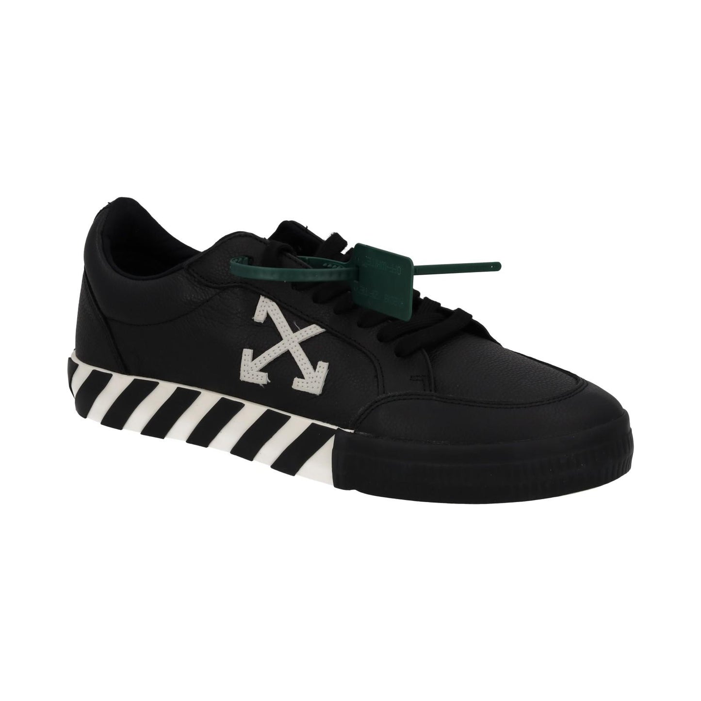 OFF-WHITE Trainers Low Vulcanized Leather Lace Up Black White UK12 NEW RRP365
