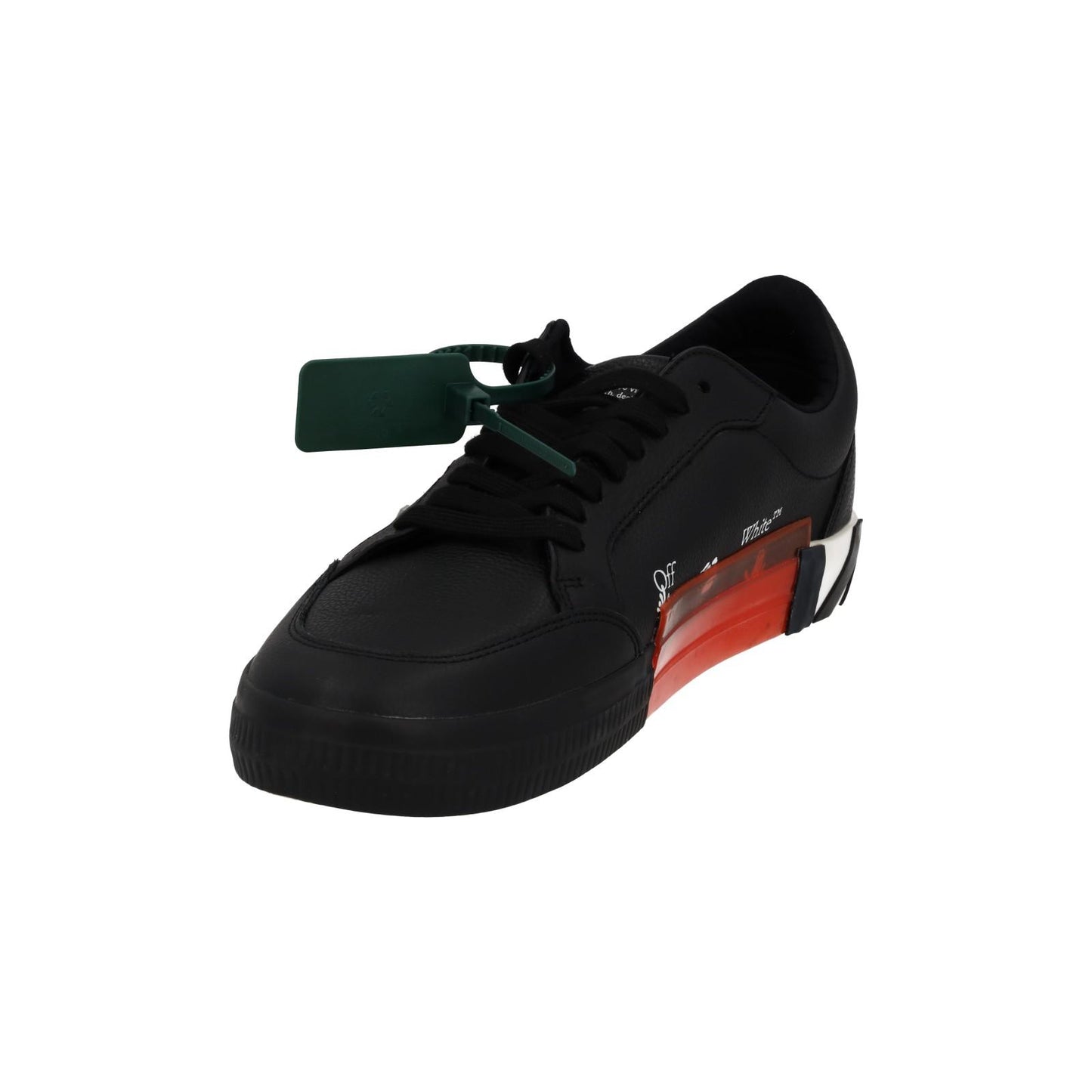 OFF-WHITE Trainers Low Vulcanized Leather Lace Up Black White UK12 NEW RRP365