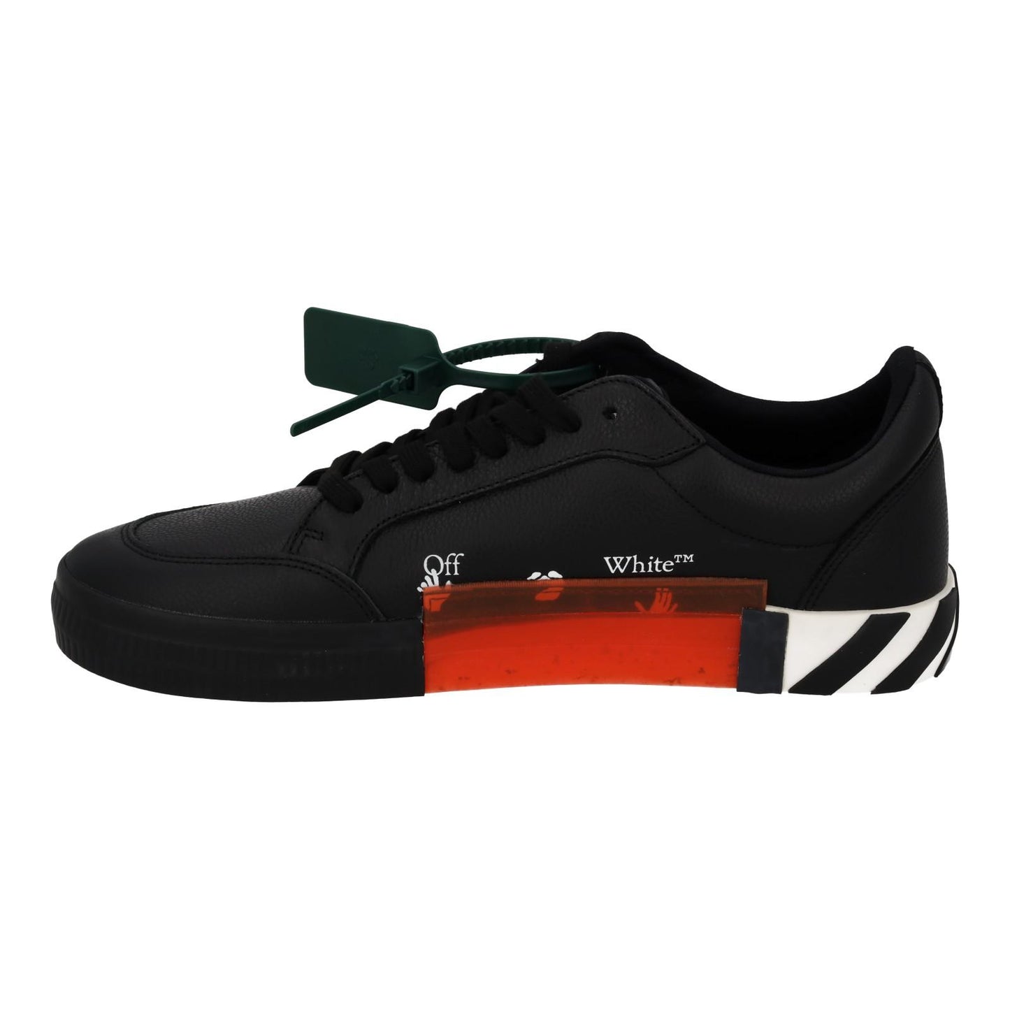 OFF-WHITE Trainers Low Vulcanized Leather Lace Up Black White UK12 NEW RRP365