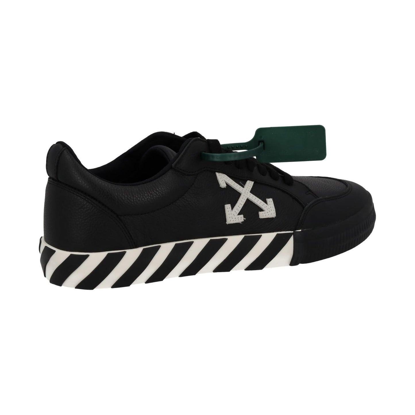 OFF-WHITE Trainers Low Vulcanized Leather Lace Up Black White UK12 NEW RRP365