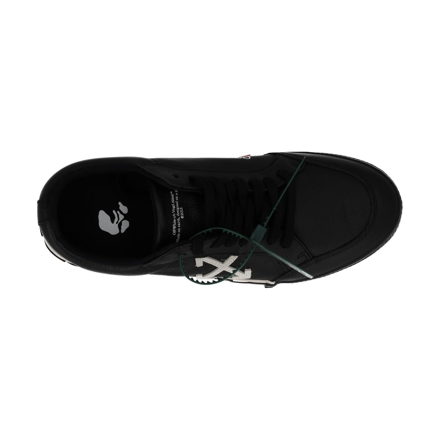 OFF-WHITE Trainers Low Vulcanized Leather Lace Up Black White UK12 NEW RRP365
