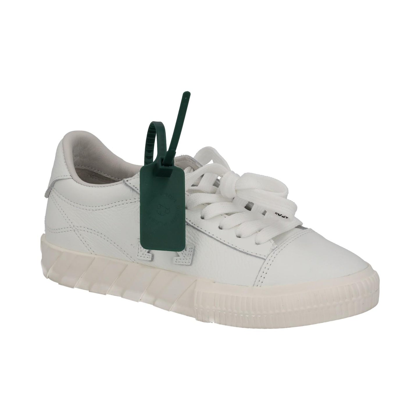 OFF-WHITE Trainers Low Vulcanized Leather Lace Up Sneakers White UK4 NEW RRP355