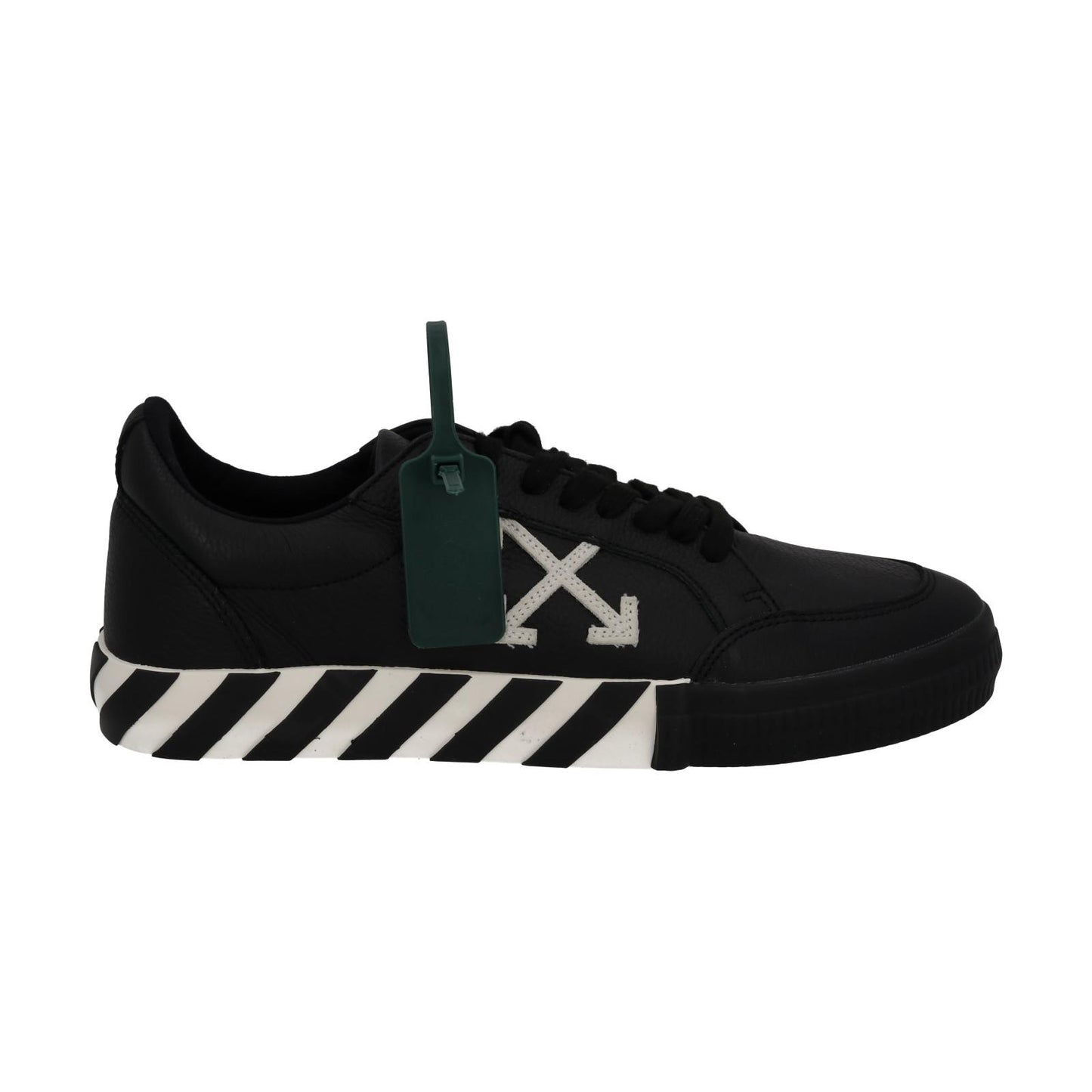 OFF-WHITE Trainers Low Vulcanized Leather Lace Up Black White UK9 NEW RRP365