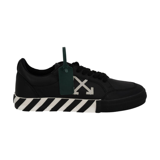 OFF-WHITE Trainers Low Vulcanized Leather Lace Up Black White UK9 NEW RRP365