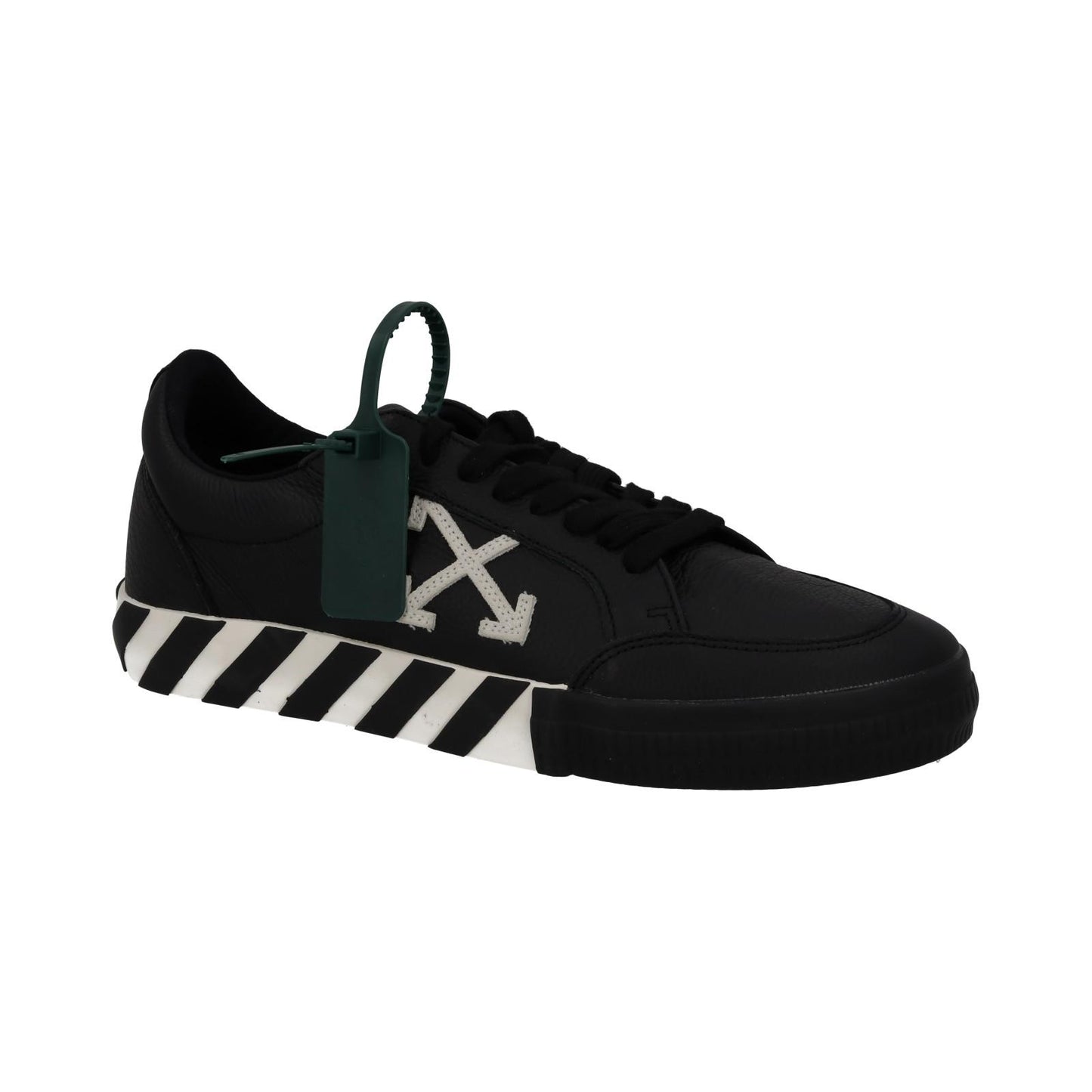 OFF-WHITE Trainers Low Vulcanized Leather Lace Up Black White UK9 NEW RRP365
