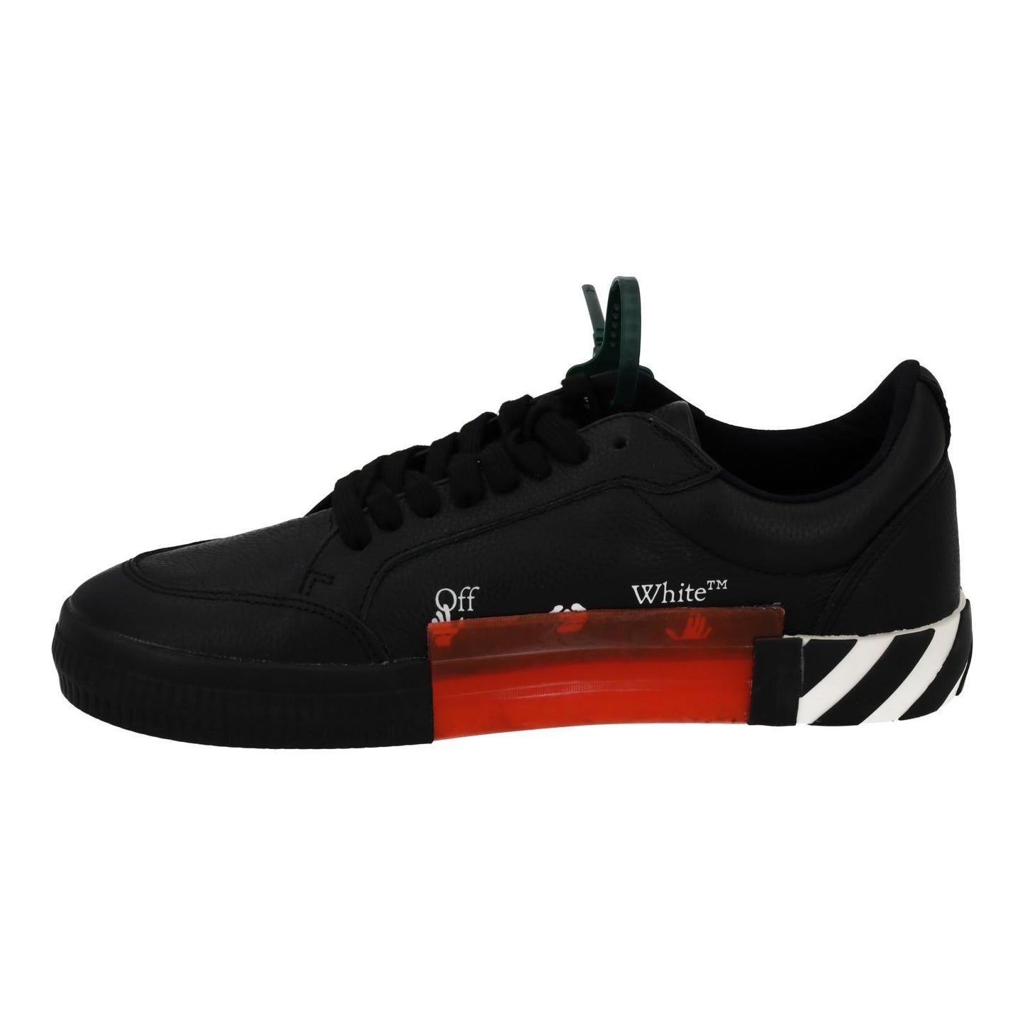 OFF-WHITE Trainers Low Vulcanized Leather Lace Up Black White UK9 NEW RRP365