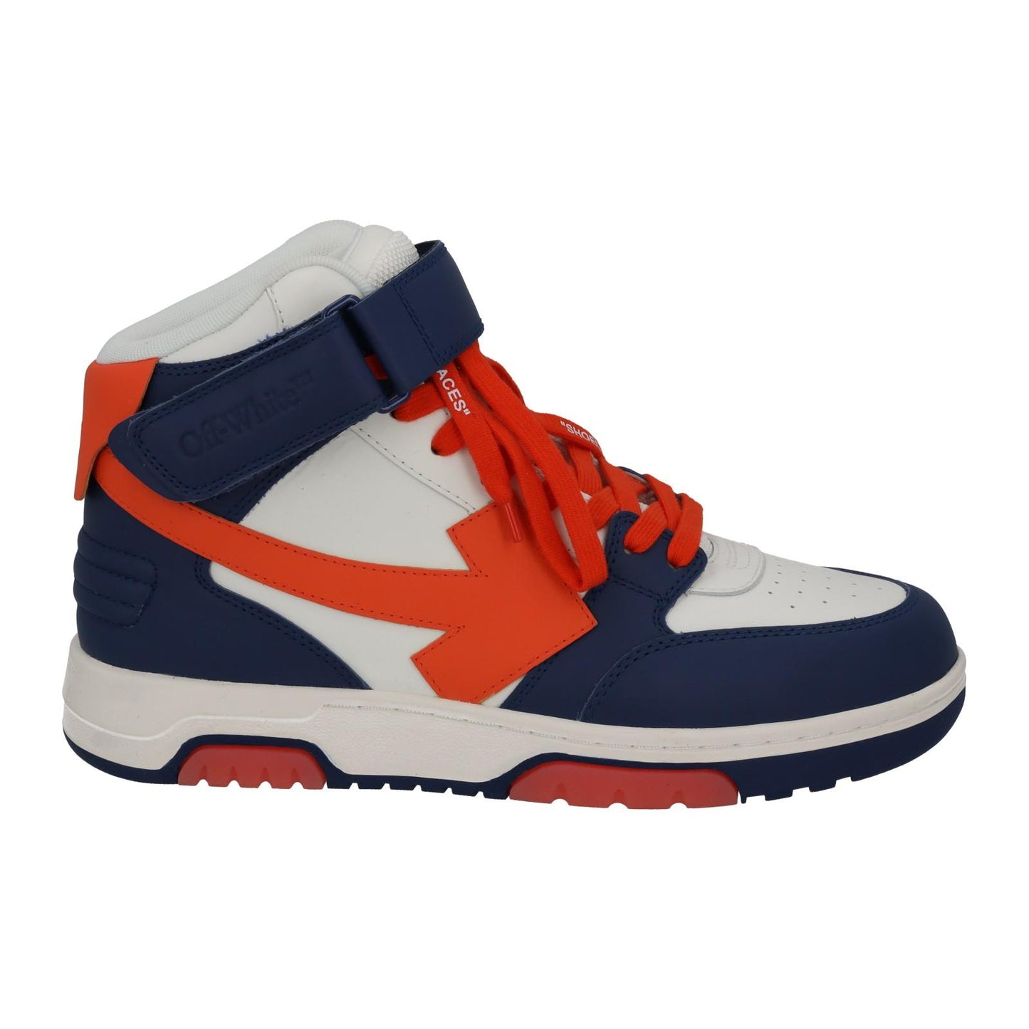 OFF-WHITE Out Of Office Trainers Mid Top Navy Orange Leather IT41 UK7 NEW RRP595