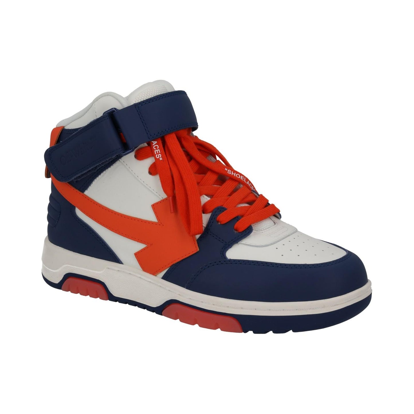 OFF-WHITE Out Of Office Trainers Mid Top Navy Orange Leather IT41 UK7 NEW RRP595