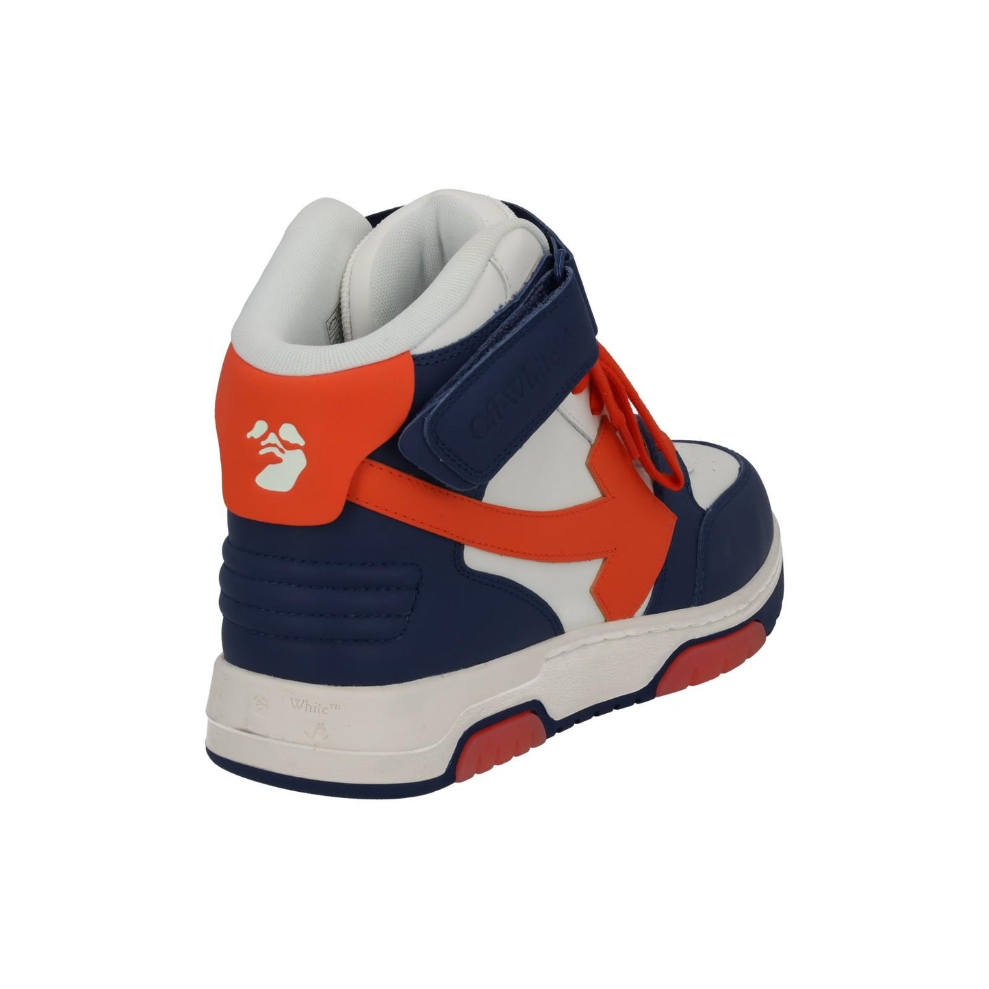 OFF-WHITE Out Of Office Trainers Mid Top Navy Orange Leather IT41 UK7 NEW RRP595