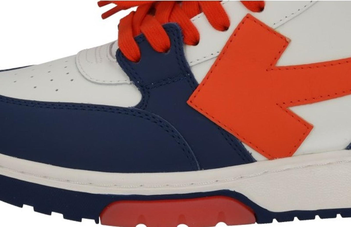 OFF-WHITE Out Of Office Trainers Mid Top Navy Orange Leather IT41 UK7 NEW RRP595