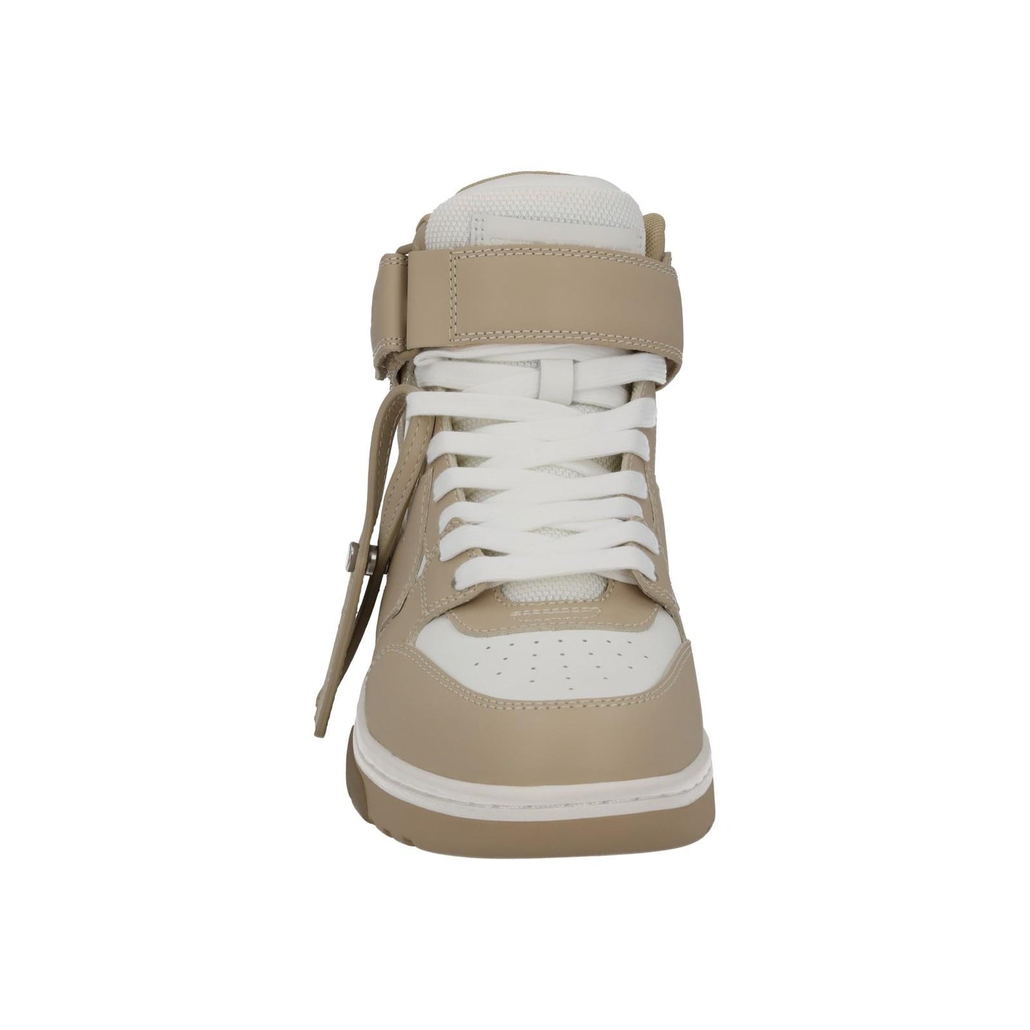 OFF-WHITE Out Of Office Trainer Mid Top Beige Leather Ladies UK7 NEW RRP595