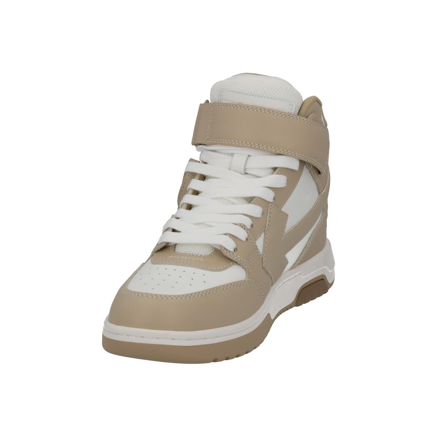 OFF-WHITE Out Of Office Trainer Mid Top Beige Leather Ladies UK7 NEW RRP595