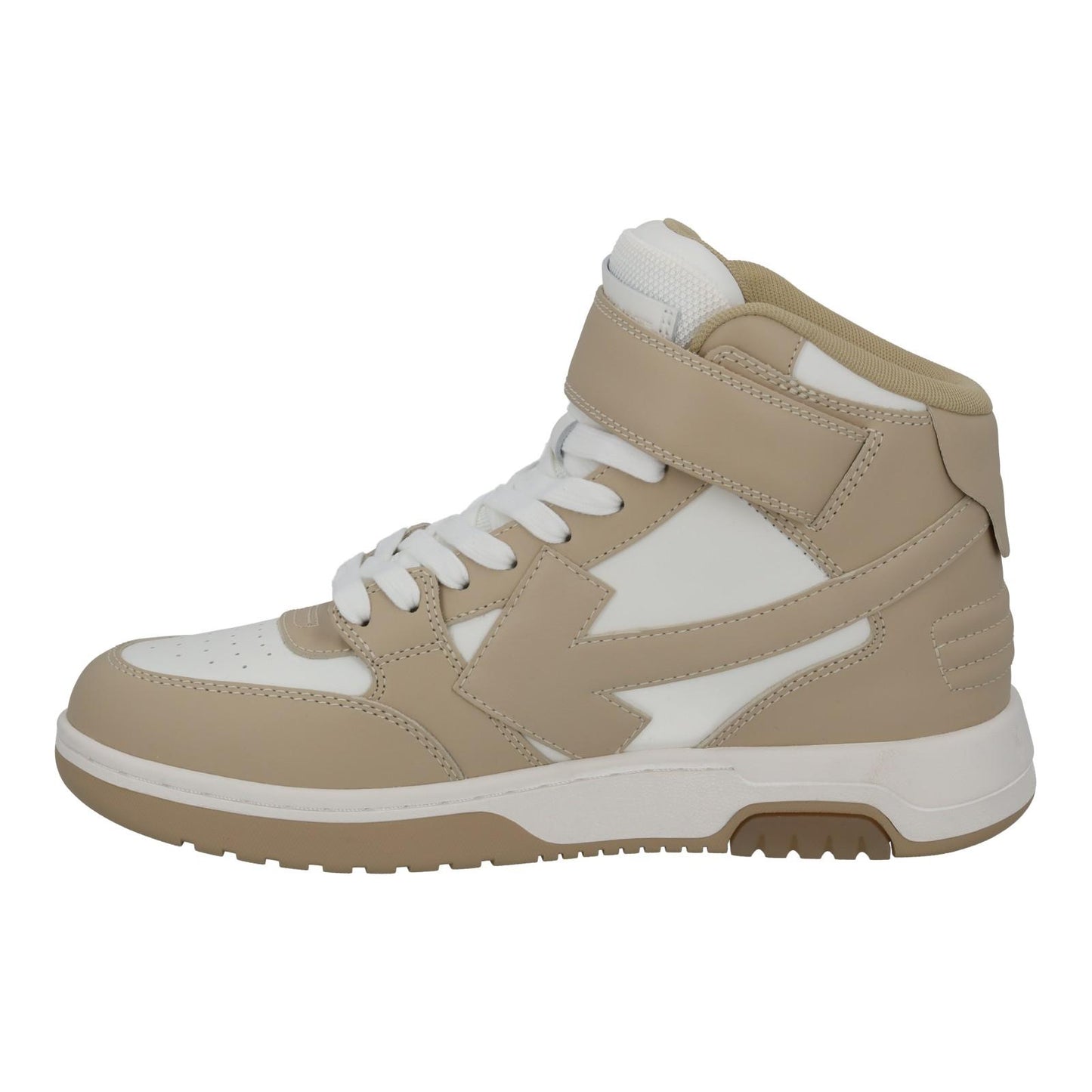 OFF-WHITE Out Of Office Trainer Mid Top Beige Leather Ladies UK7 NEW RRP595