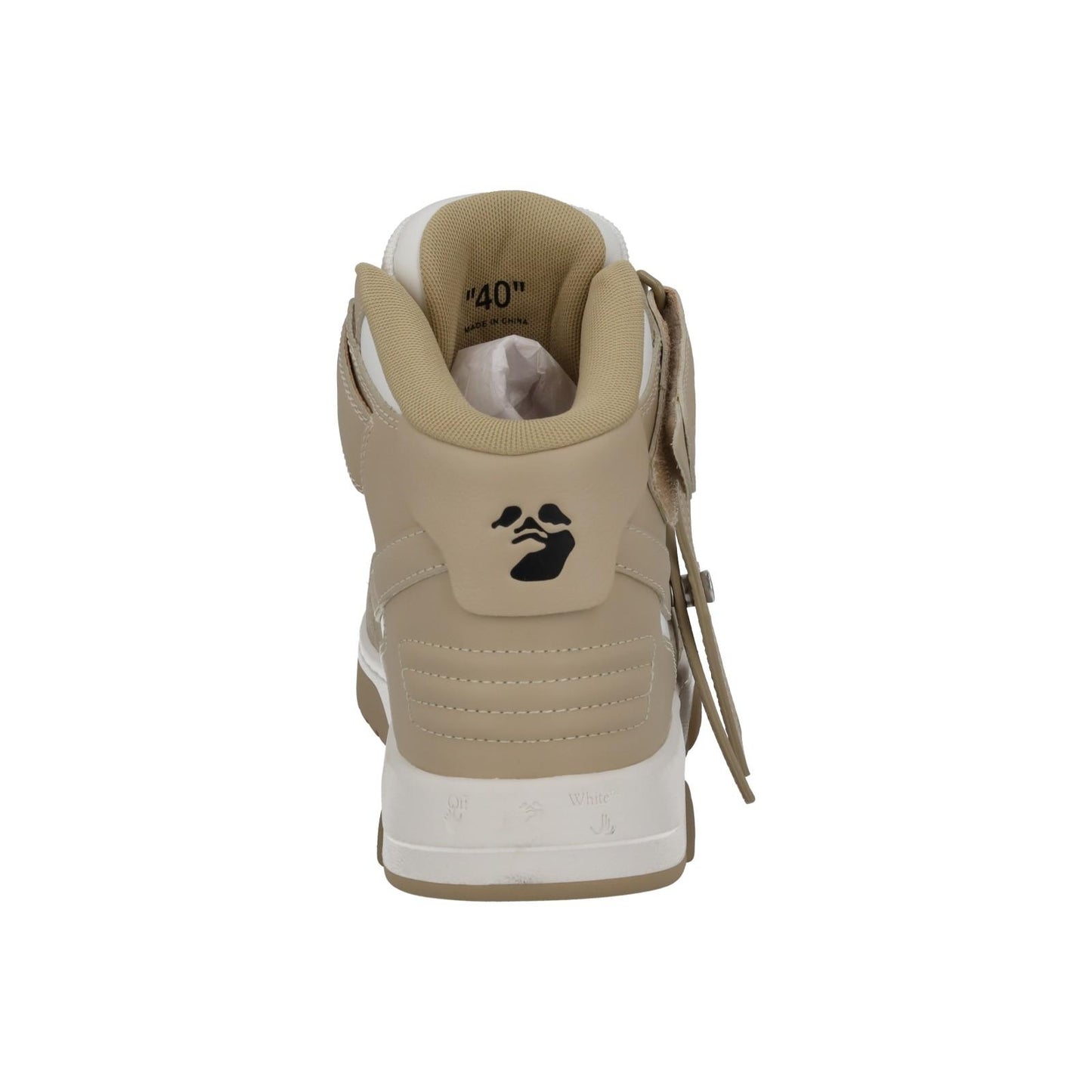 OFF-WHITE Out Of Office Trainer Mid Top Beige Leather Ladies UK7 NEW RRP595