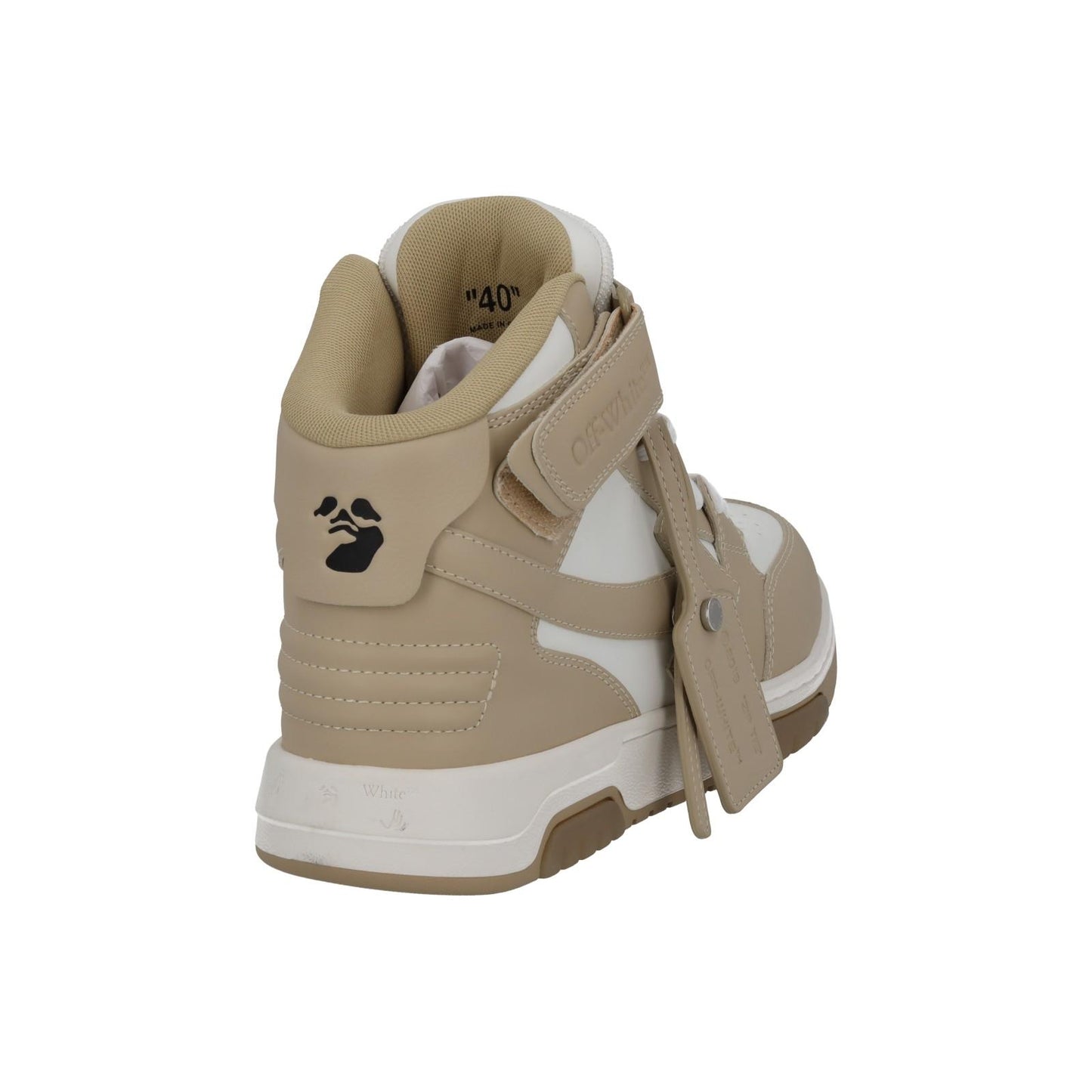 OFF-WHITE Out Of Office Trainer Mid Top Beige Leather Ladies UK7 NEW RRP595